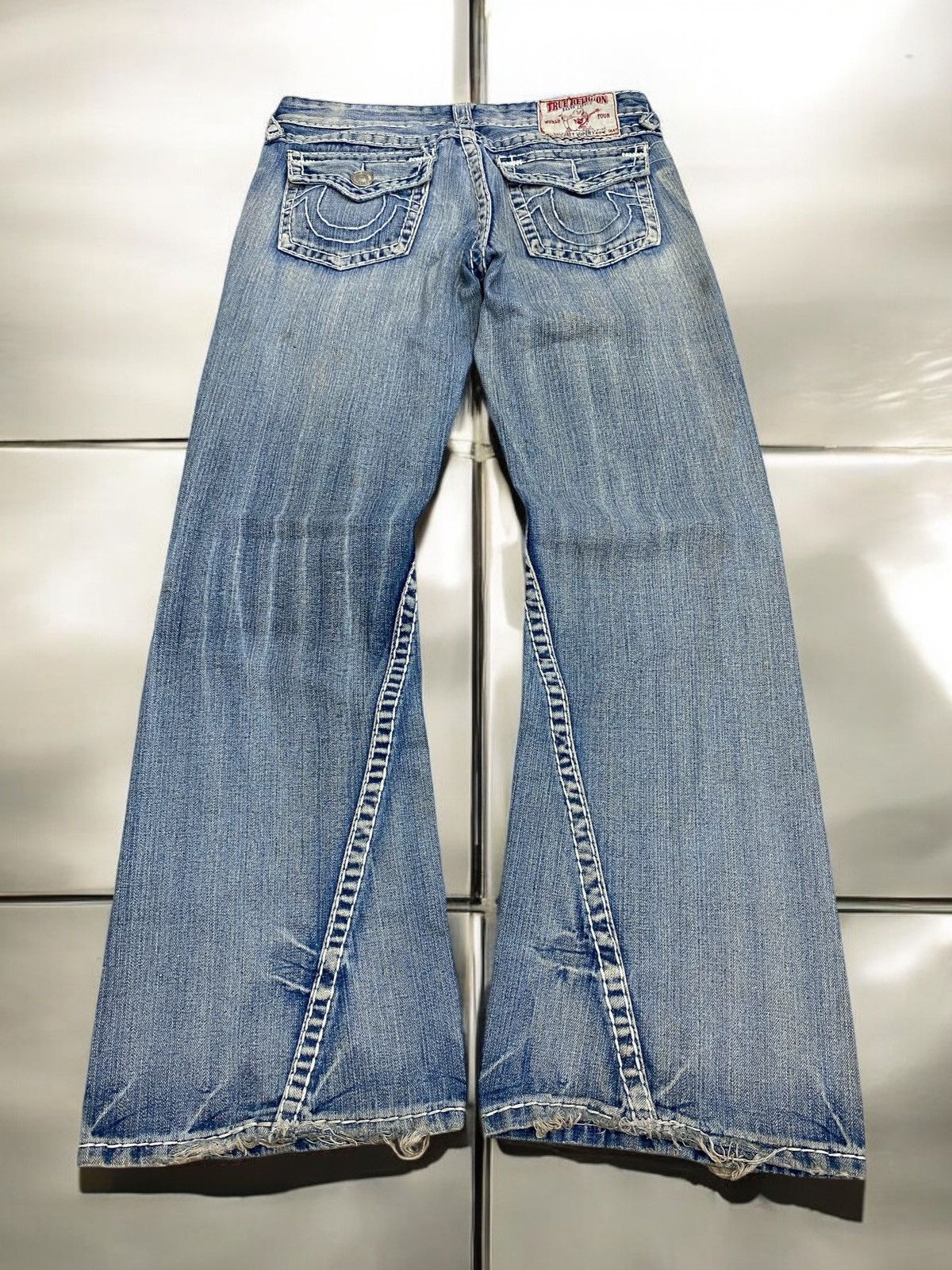 Hysteric Glamour Flare True Religion Japan Light Blue Distressed Denim Size US 31 - 1 Thumbnail