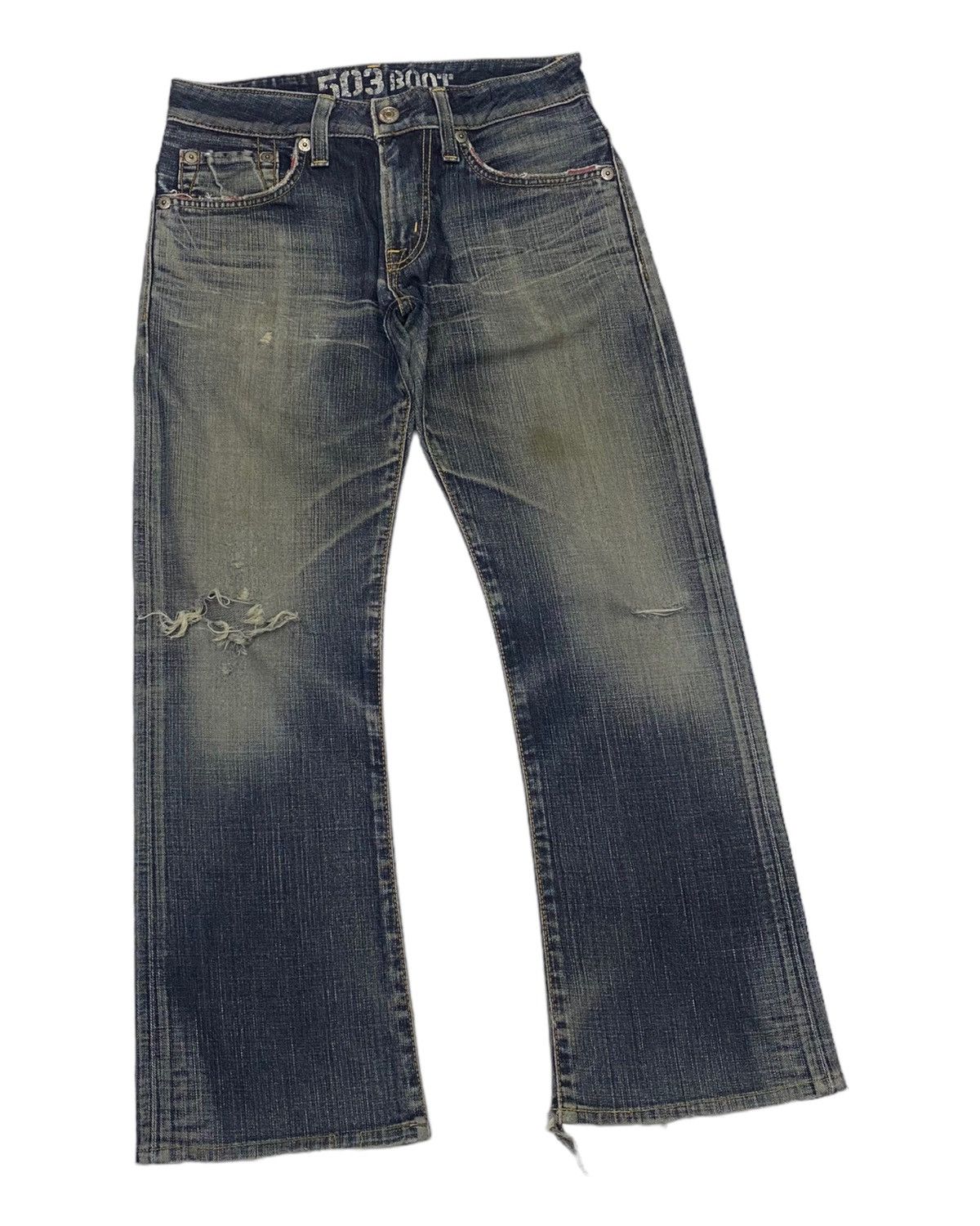 Edwin EDWIN 503 BOOTCUT DISTRESS DENIM FLARE JEANS Size US 30 / EU 46 - 2 Thumbnail