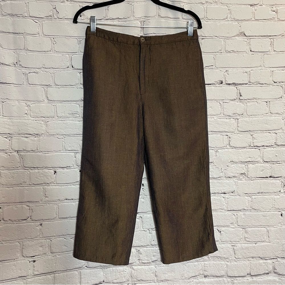 Chicos Chico's Design Linen Blend Brown Capri Pants Size 0 US S Size 28" / US 6 / IT 42 - 1 Thumbnail