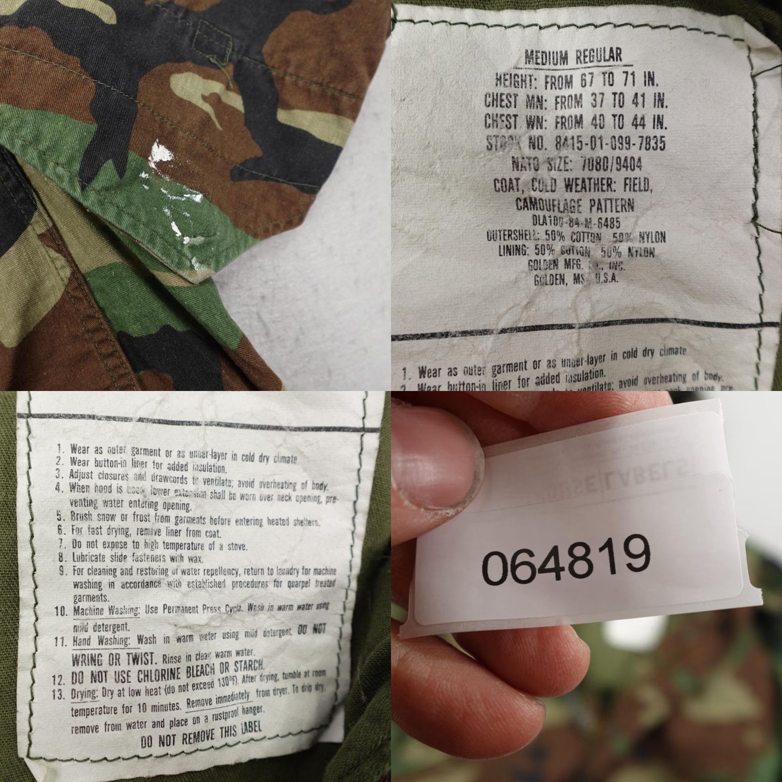 Vintage VINTAGE Golden Mfg US Army Jacket Mens Medium Field Woodland Camo Cold Weather Military Coat 80s Size US M / EU 48-50 / 2 - 8 Thumbnail