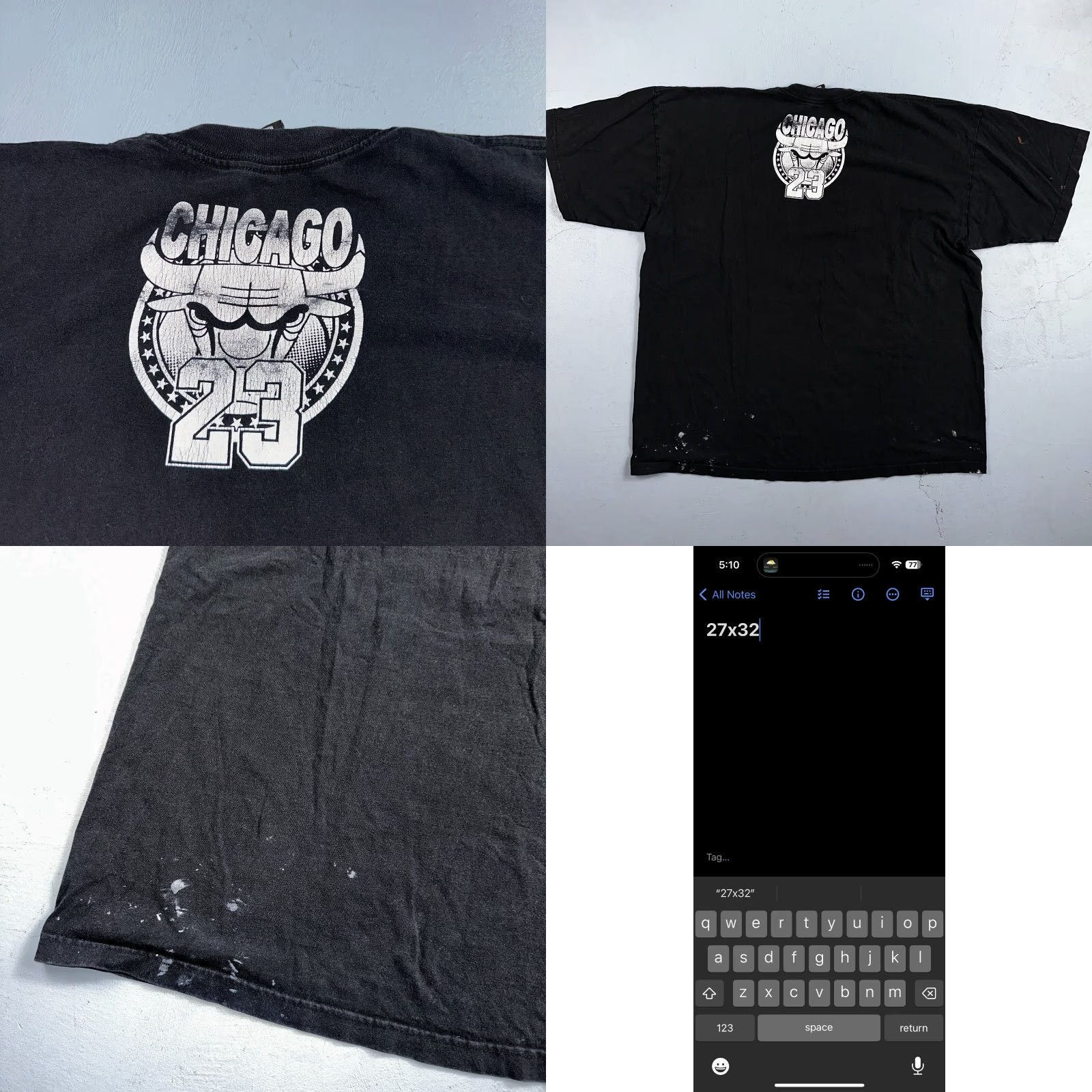 NBA VINTAGE Chicago Bulls 23 Spellout Skyline T Shirt Pro Tag 3XL Black Mens NBA USA Jordan 90s Shirt Size US XXL / EU 58 / 5 - 8 Thumbnail