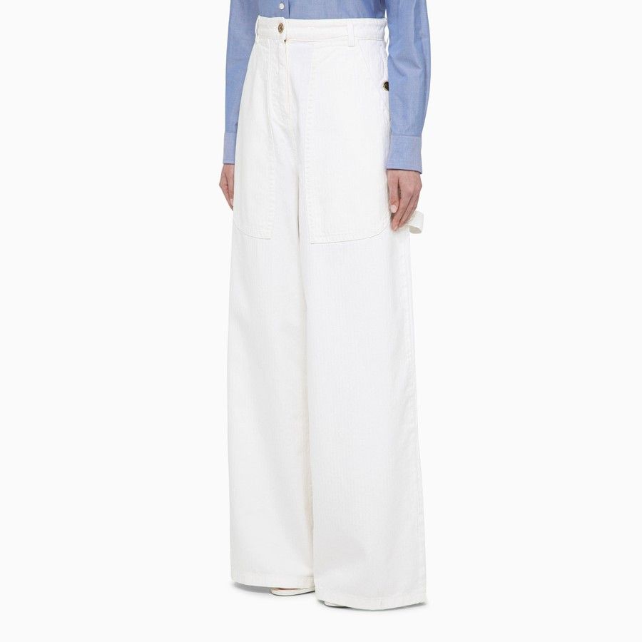 Etro o1d2blof0824 Wide Denim Trousers in White Size 25" / US 0 / IT 36 - 3 Thumbnail