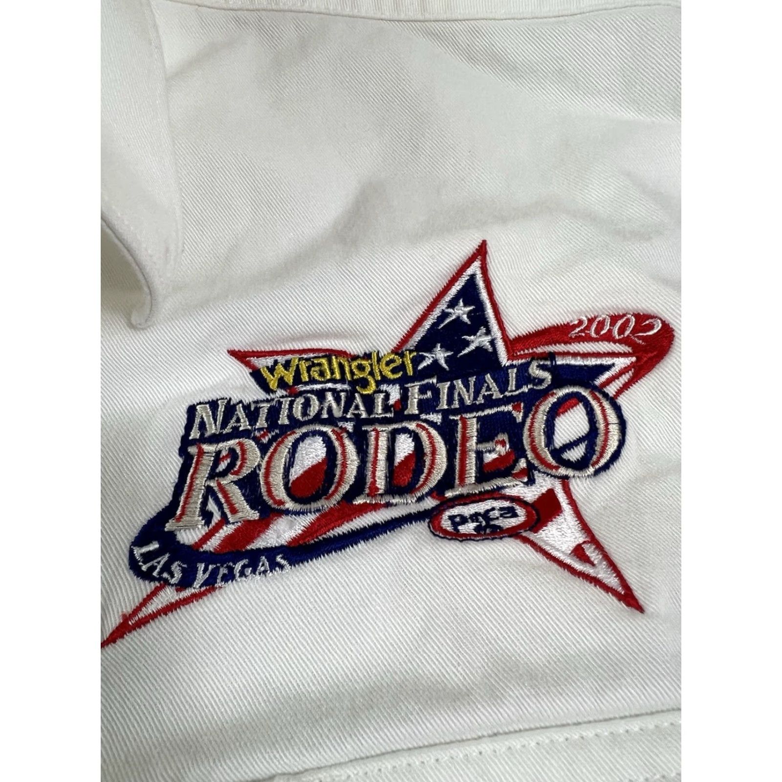 Wrangler VINTAGE Wrangler Western Button-Up Shirt Men 2XL White Solid Long Sleeve NFR 2002 Rodeo PRCA 36x175 Mens Size US XXL / EU 58 / 5 - 3 Thumbnail
