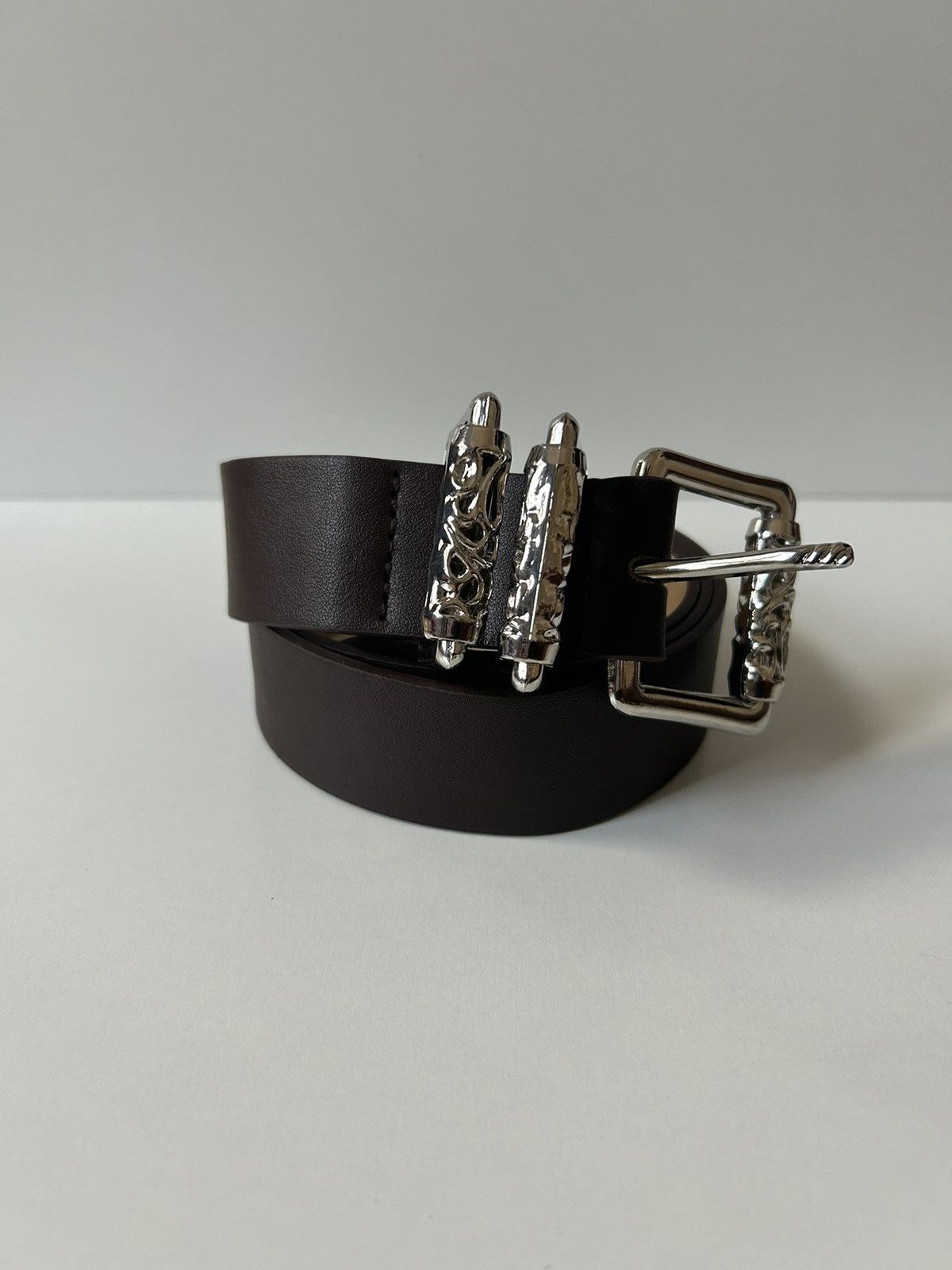 Japanese Brand × Vintage Y2K 2000s Silver cross futuristic brown roller belt Size ONE SIZE - 1 Thumbnail
