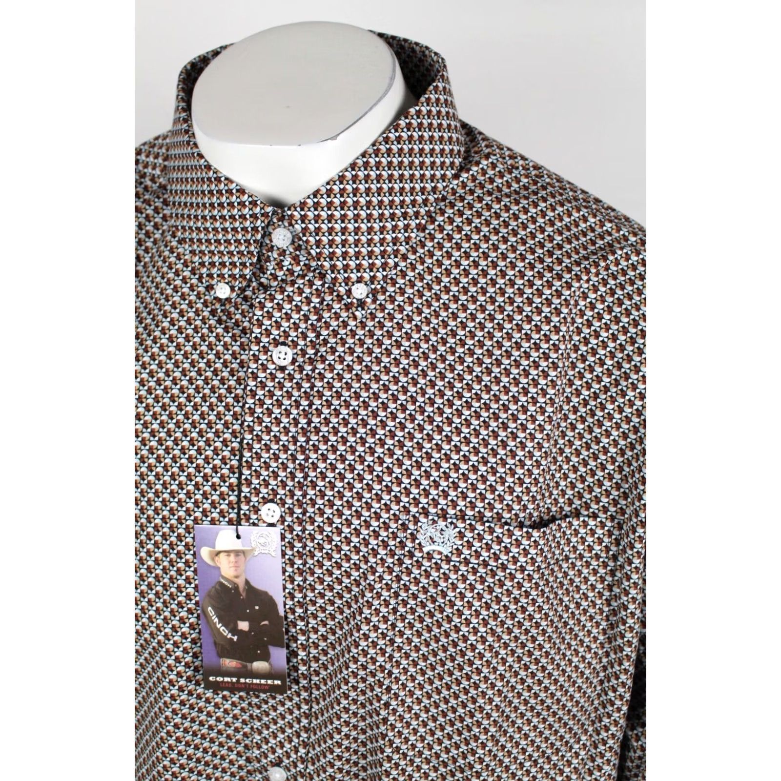 Vintage Cinch Jeans Men's Geometric Print Button Down Western Shirt XL Multi MTW1105615 Size US XL / EU 56 / 4 - 2 Thumbnail