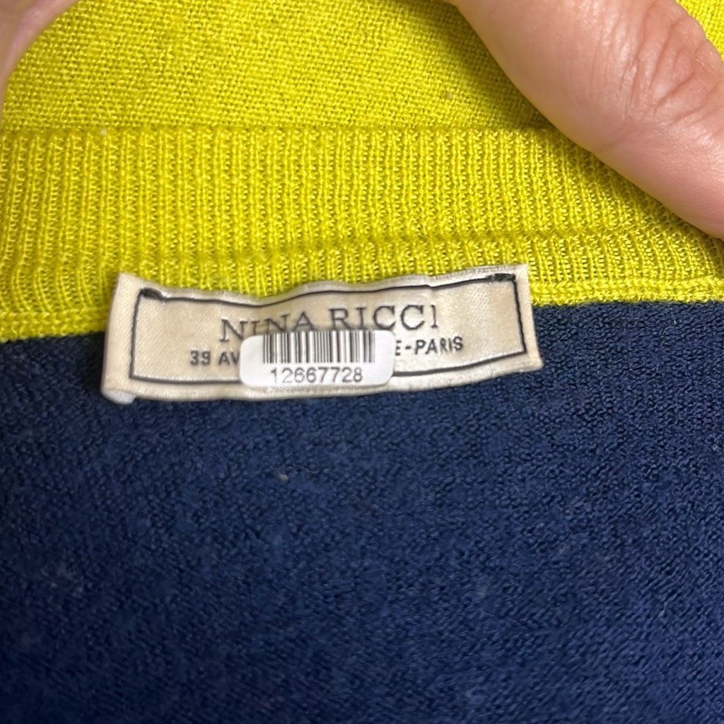 Nina Ricci Nina Ricci Womens Small Wool Colorblock Knot Detail Top Gree Size S / US 4 / IT 40 - 6 Thumbnail