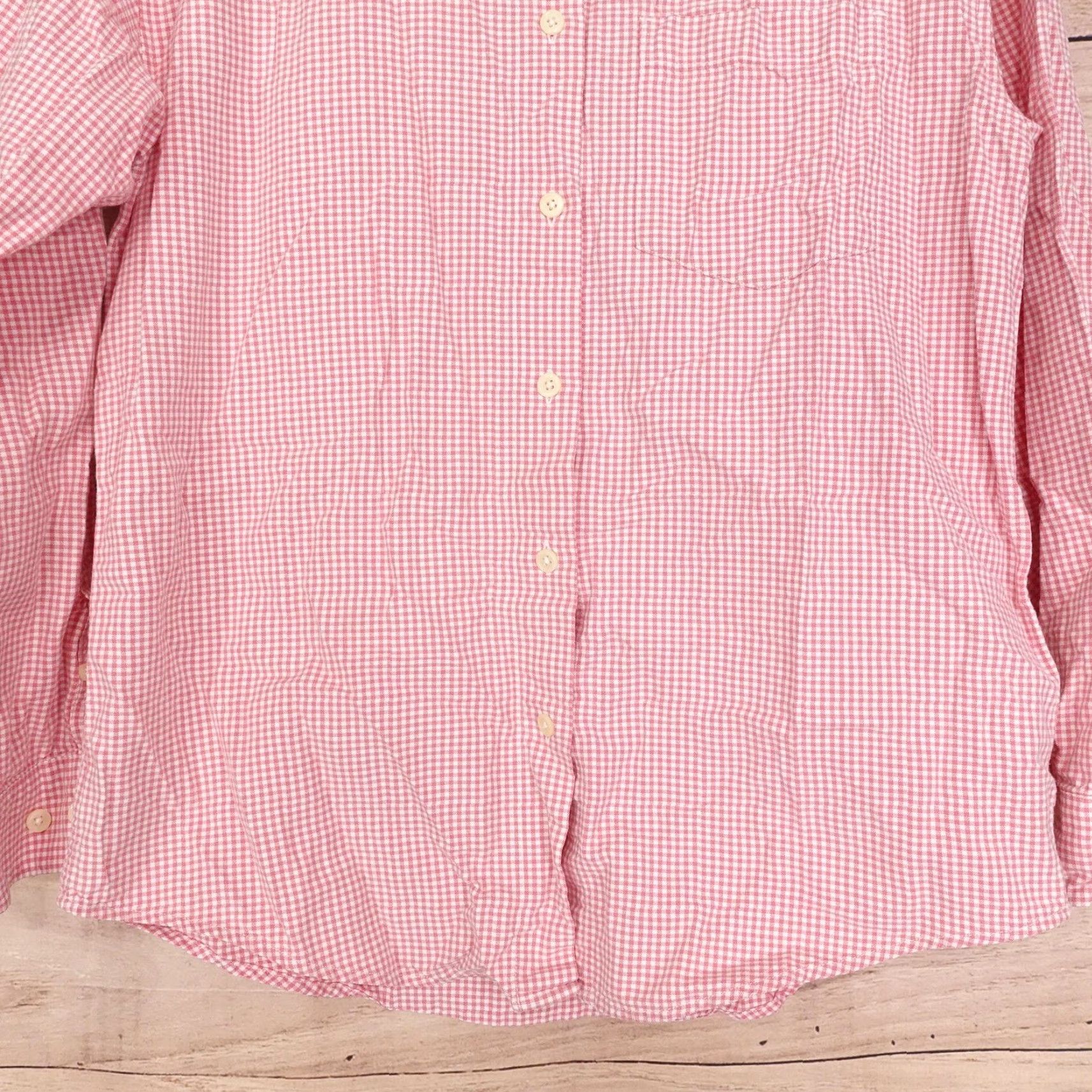 Eddie Bauer Eddie Bauer Button-Up Shirt Womens XS Pink White Gingham Long Sleeve Cotton Top Size XS / US 0-2 / IT 36-38 - 3 Thumbnail