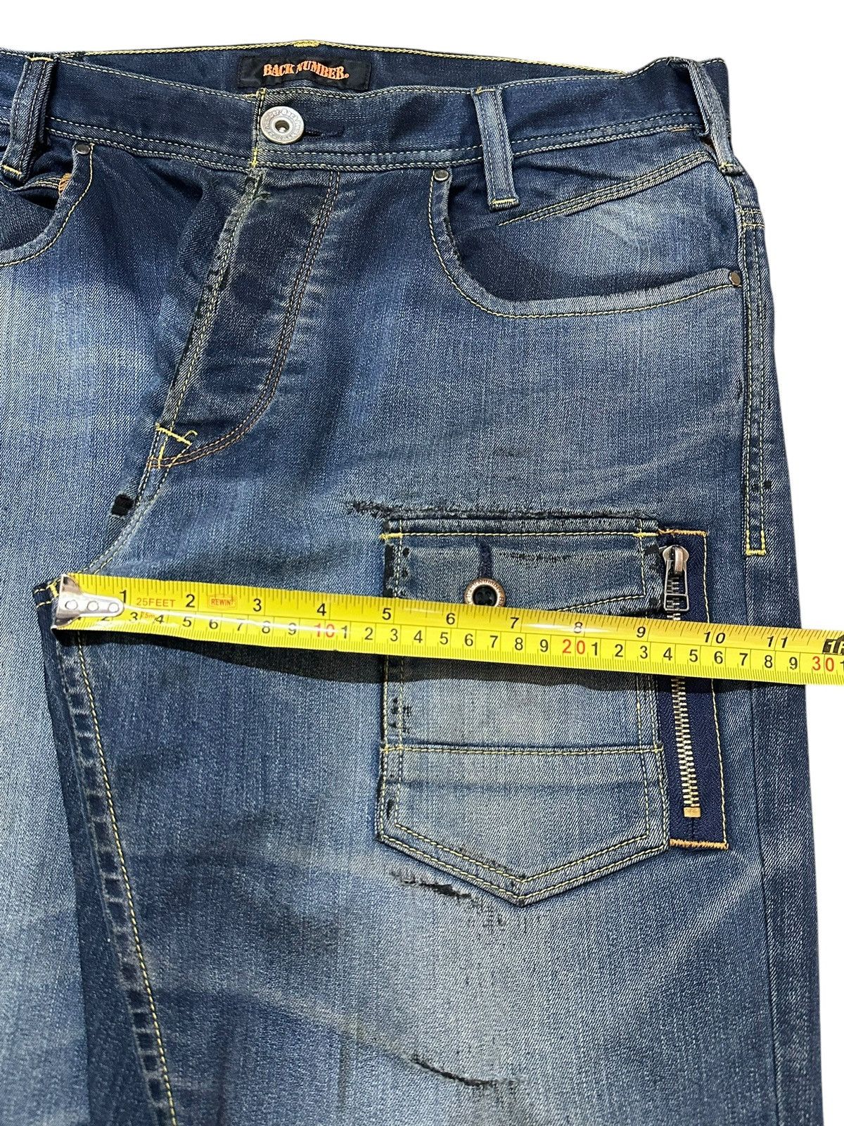 Japanese Brand Vintage Japanese Brand Blue Faded Wash Distress Style Jeans Size US 32 / EU 48 - 14 Thumbnail