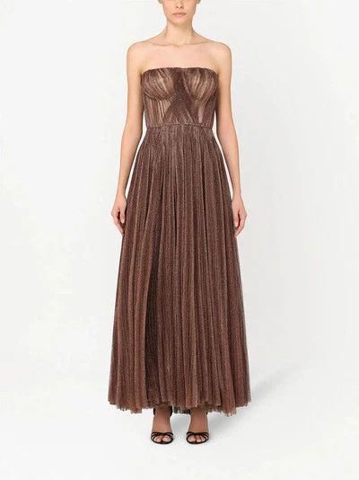 Dolce & Gabbana o1y0825 Sleeveless Gown Dress in Brown Size L / US 10 / IT 46 - 2 Thumbnail
