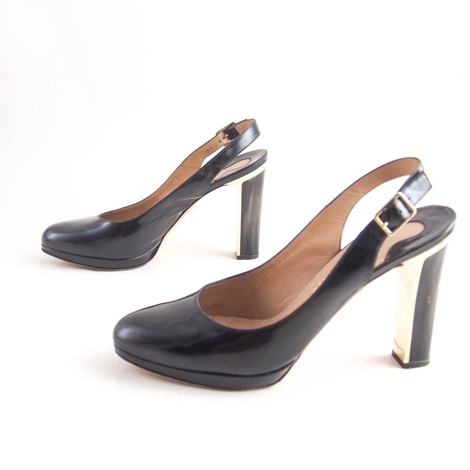 Salvatore Ferragamo Ferragamo Slingback Sandal Gold Heel Black US 9.5 EU 40 Size US 9.5 / IT 39.5 - 2 Thumbnail