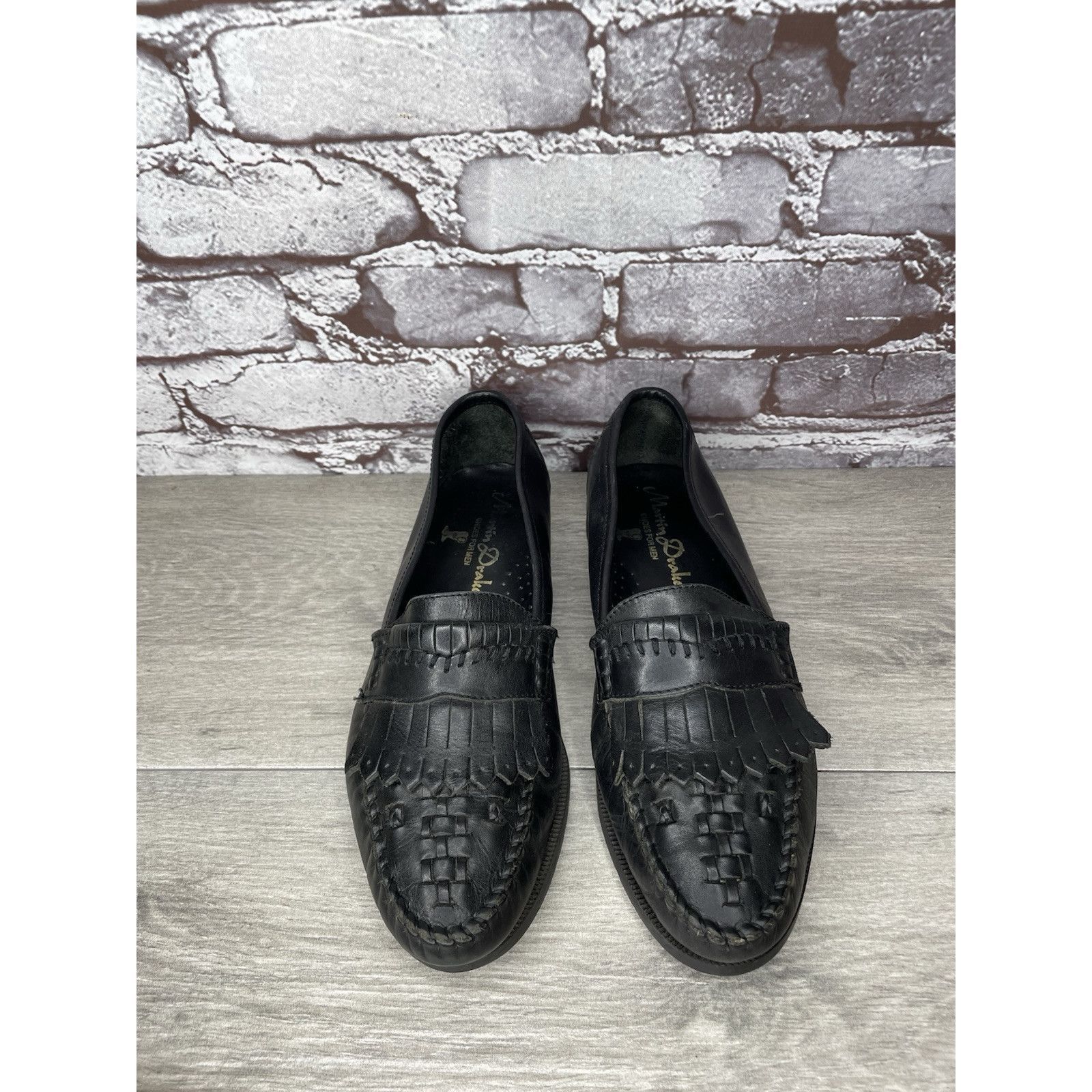Drake Martin Drake Black Leather Kiltie Woven Loafers Dress Shoes Size US 8 / EU 41 - 4 Thumbnail