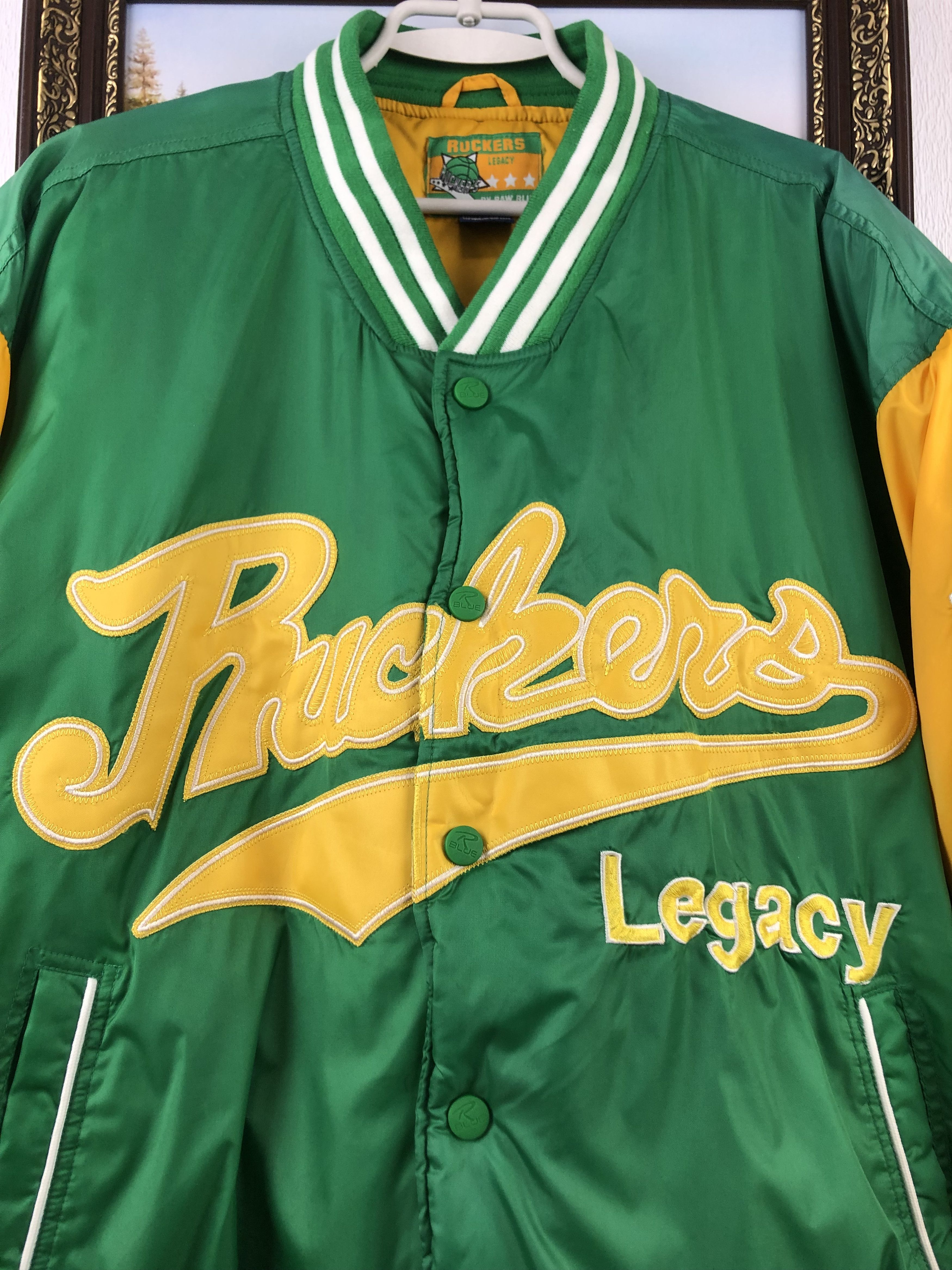 Vintage Ruckers Legacy by Raw Blue Satin Button Front Jacket Bomber Size US XXL / EU 58 / 5 - 5 Thumbnail
