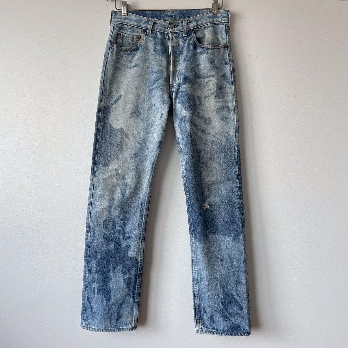 image of Levis x Made In USA VTG Levi's 501 Sunbleached Jeans Redline Era 80's 30X32 in Light Blue Wash, Men