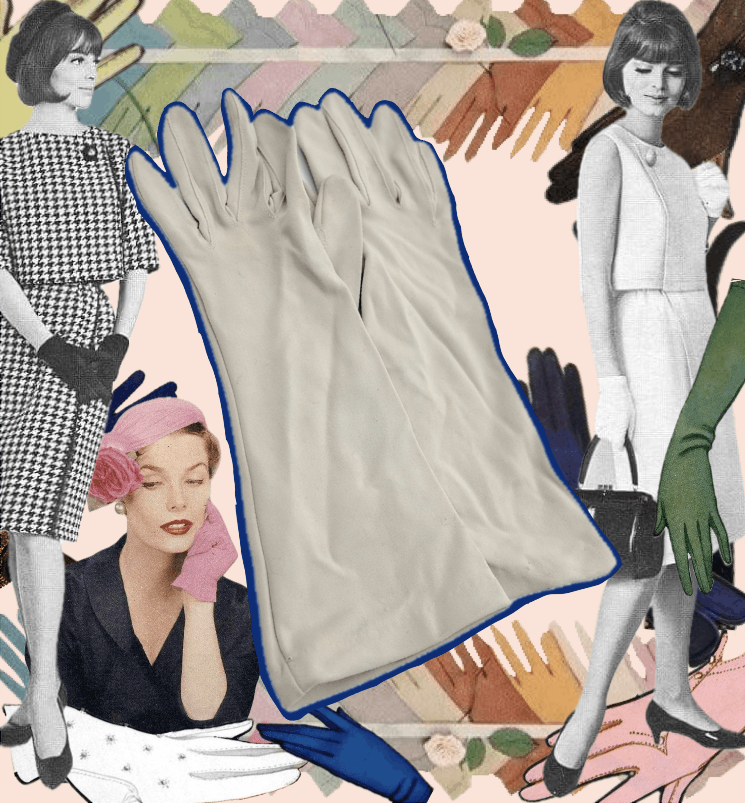 Vintage 1950's Pale Gray Gloves Size ONE SIZE - 1 Thumbnail