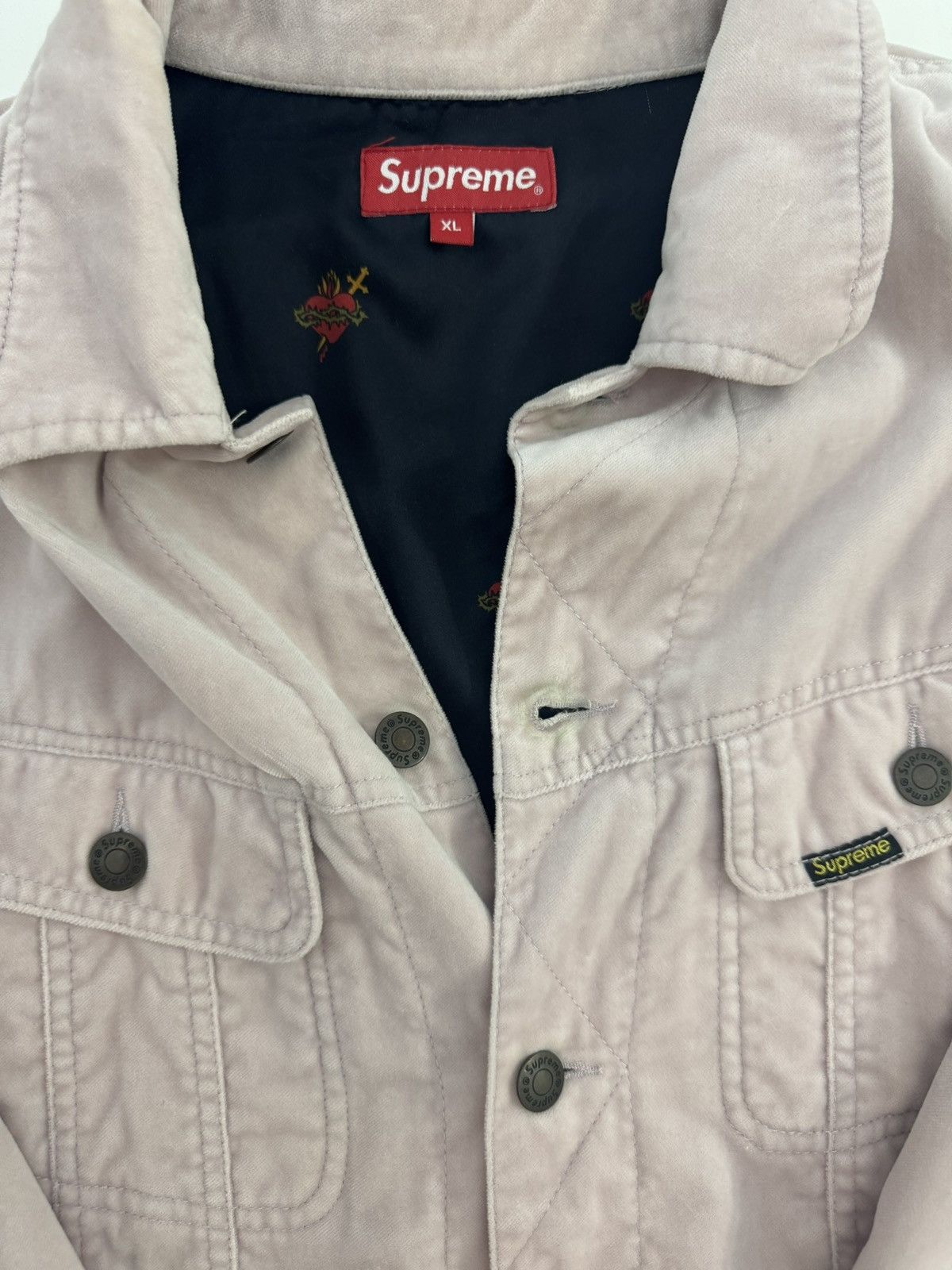 Supreme Supreme Velvet Trucker Jacket - Dusty Pink Size US XL / EU 56 / 4 - 4 Thumbnail