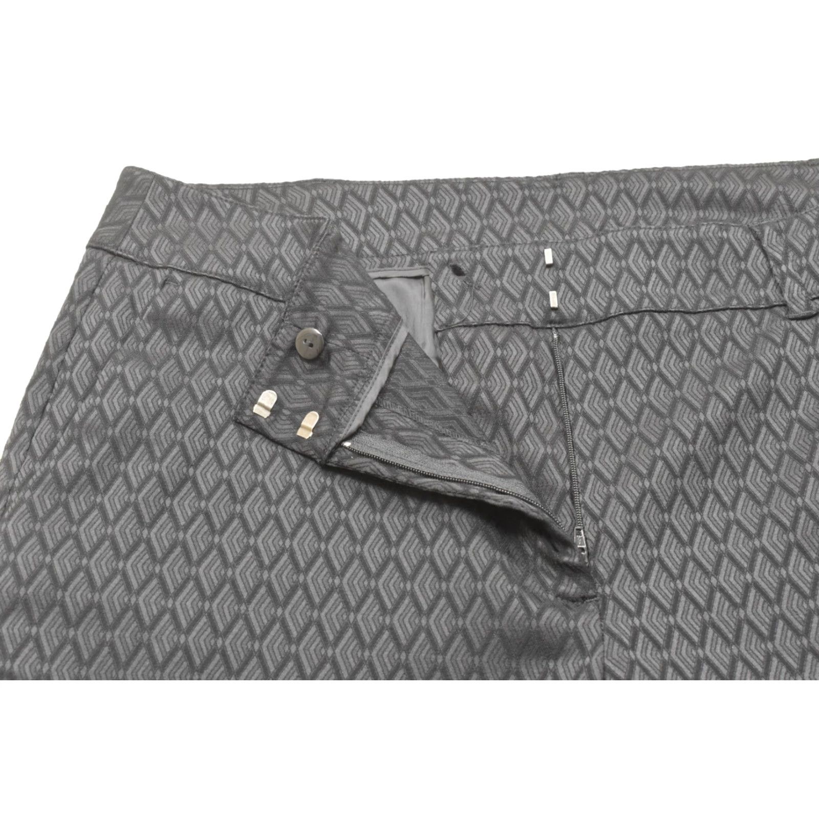 Vintage Lane Bryant Pants 18 Women Black Geometric Diamond Textured Flat Front Dress Pants Regular Plus Size Ladies Mens Womens Size 40" / US 18 - 3 Thumbnail