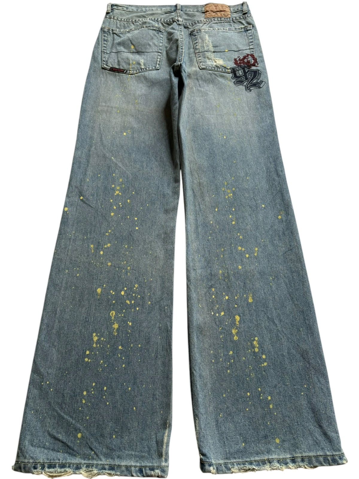 Abercrombie & Fitch Vintage Abercrombie Faded Wash Splattered Bootcut Jeans Size US 31 - 2 Thumbnail