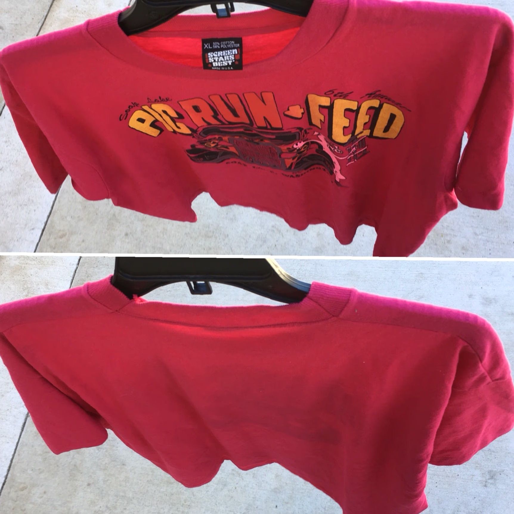 Vintage VINTAGE Screen Stars Best T Shirt XL Pink 1992 Soap Lake Pig Run & Feed Washington Unisex 1990s Graphic Tee Size US XL / EU 56 / 4 - 7 Thumbnail