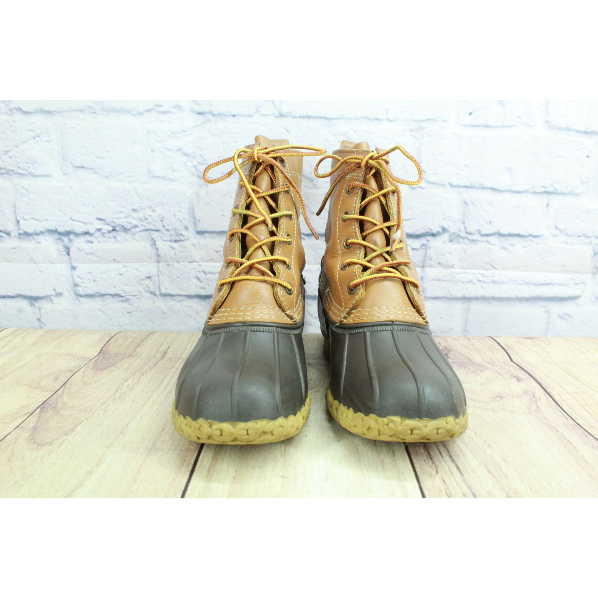 L.L. Bean LL Bean Brown Leather 8" Lace Up Duck Boots Size US 7 / IT 37 - 4 Thumbnail