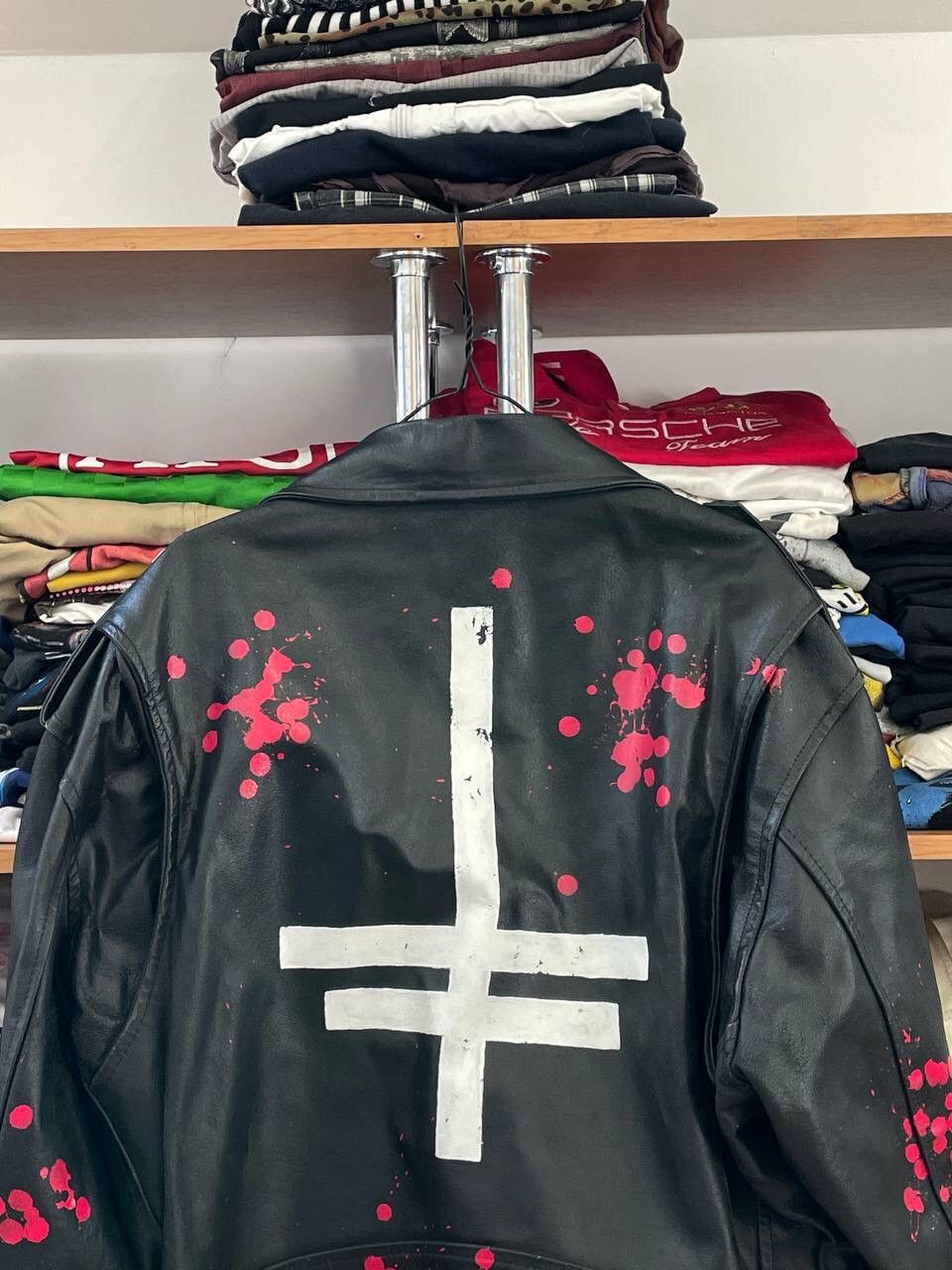 vintage heavy italian leather Y2k motorcycle jacket