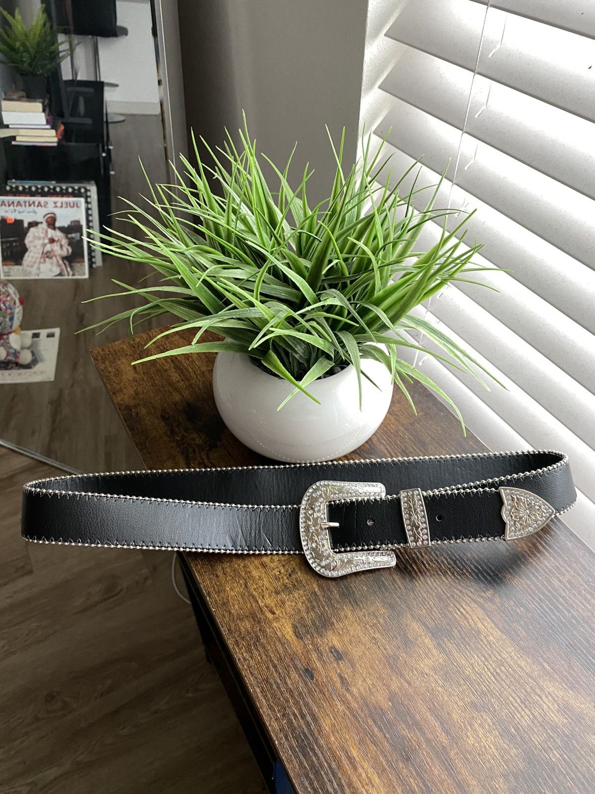 Other Y2K Black Leather Western Crystal Belt Size ONE SIZE - 1 Thumbnail