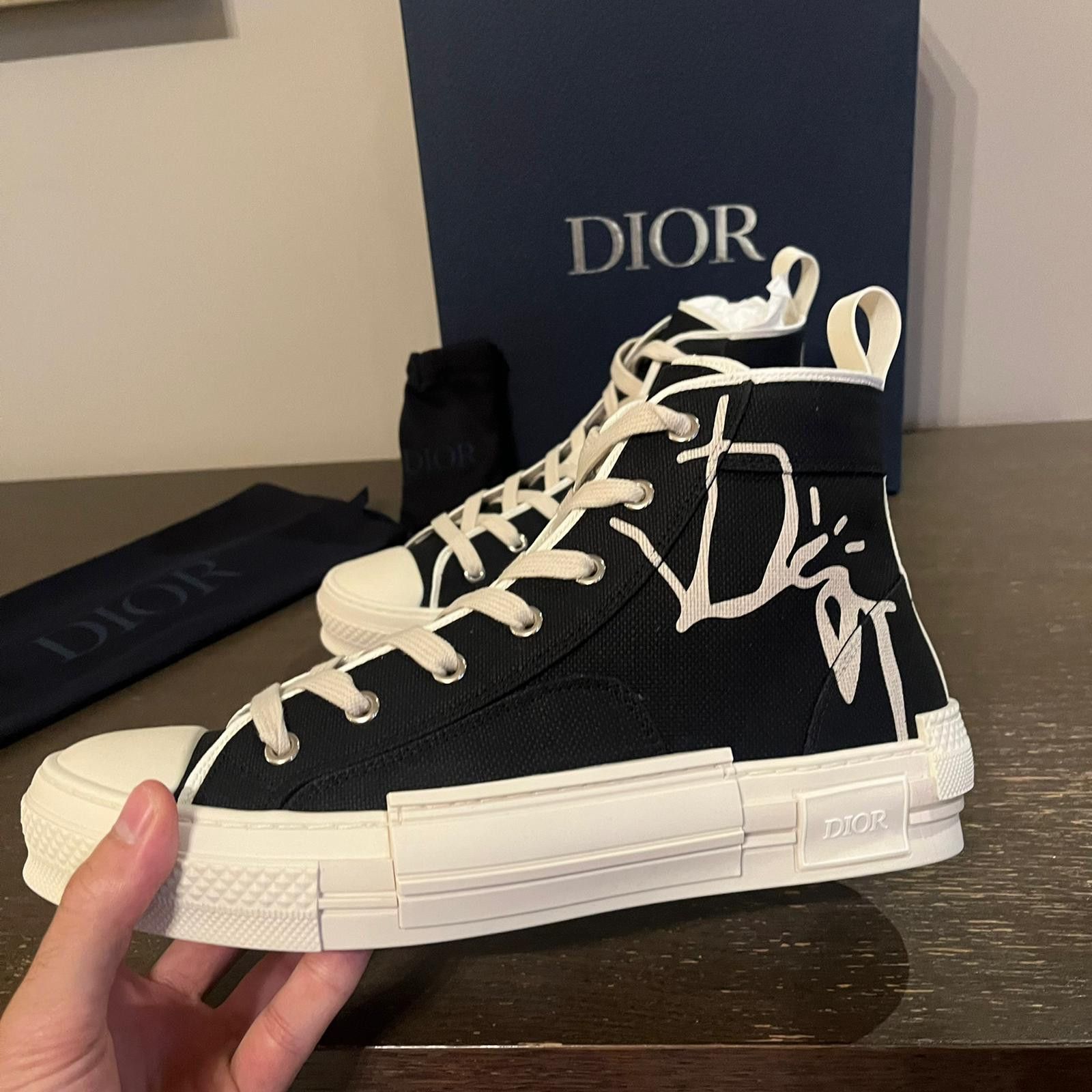 Dior × Travis Scott Cactus Jack B23 High Top Logo Sneakers in Black Size US 13 / EU 46 - 7 Thumbnail