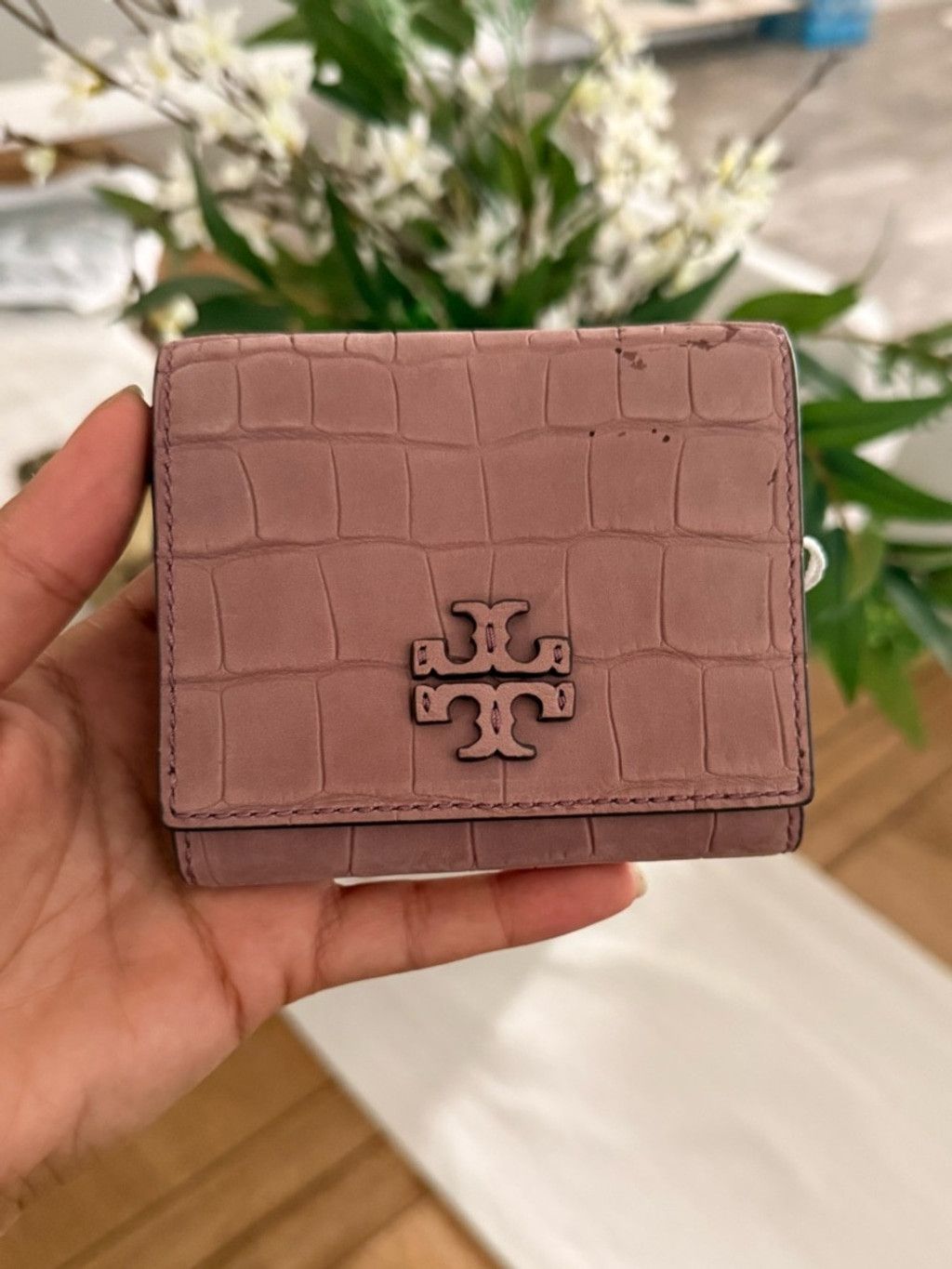 Tory Burch Tory Burch Mauve Croc-Embossed Leather Small Wallet Size ONE SIZE - 1 Thumbnail