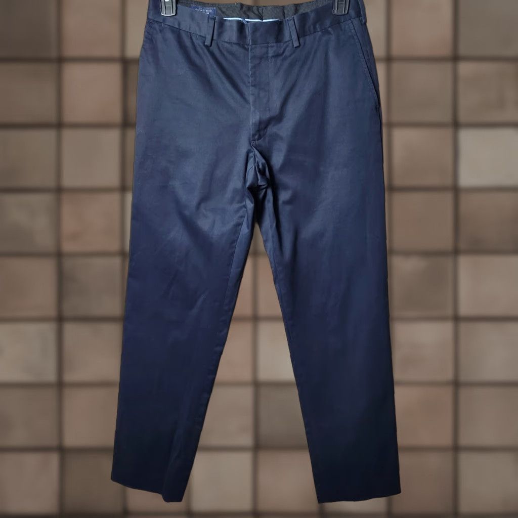 Lands' End Lands' End Tailored Fit No Iron Flat Front Navy Twill Pants-Size 32x32 Men Pants Flat Front Wrinkle Resistant 100% Cotton Twill Dress Pants Mens Size US 32 / EU 48 - 1 Thumbnail