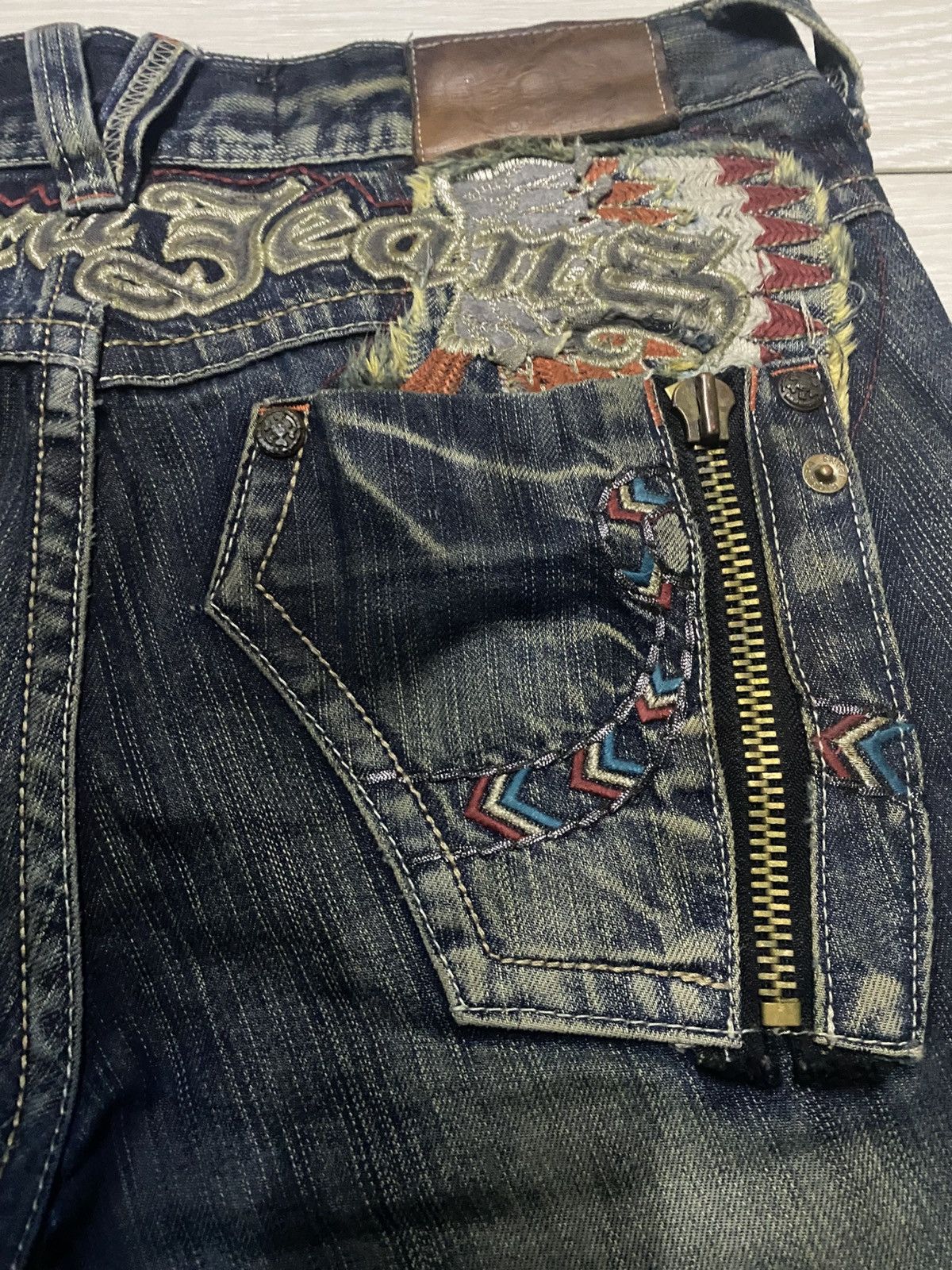Tornado Mart Japan Brand Riobera Embroidered Karakuri Logo Baggy Jeans Size US 33 - 12 Thumbnail
