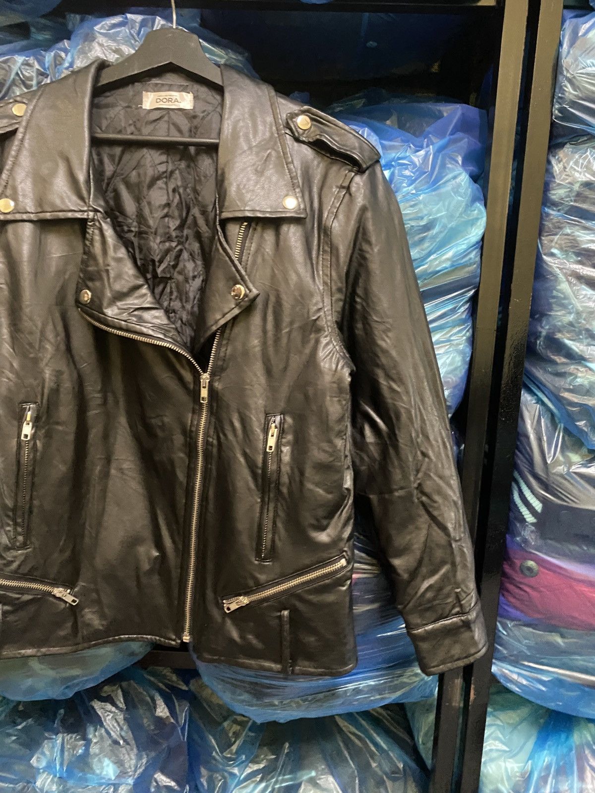 Other Vintage 2011 DORA Black Leather Biker Jacket Quilted Lining Size US S / EU 44-46 / 1 - 5 Thumbnail