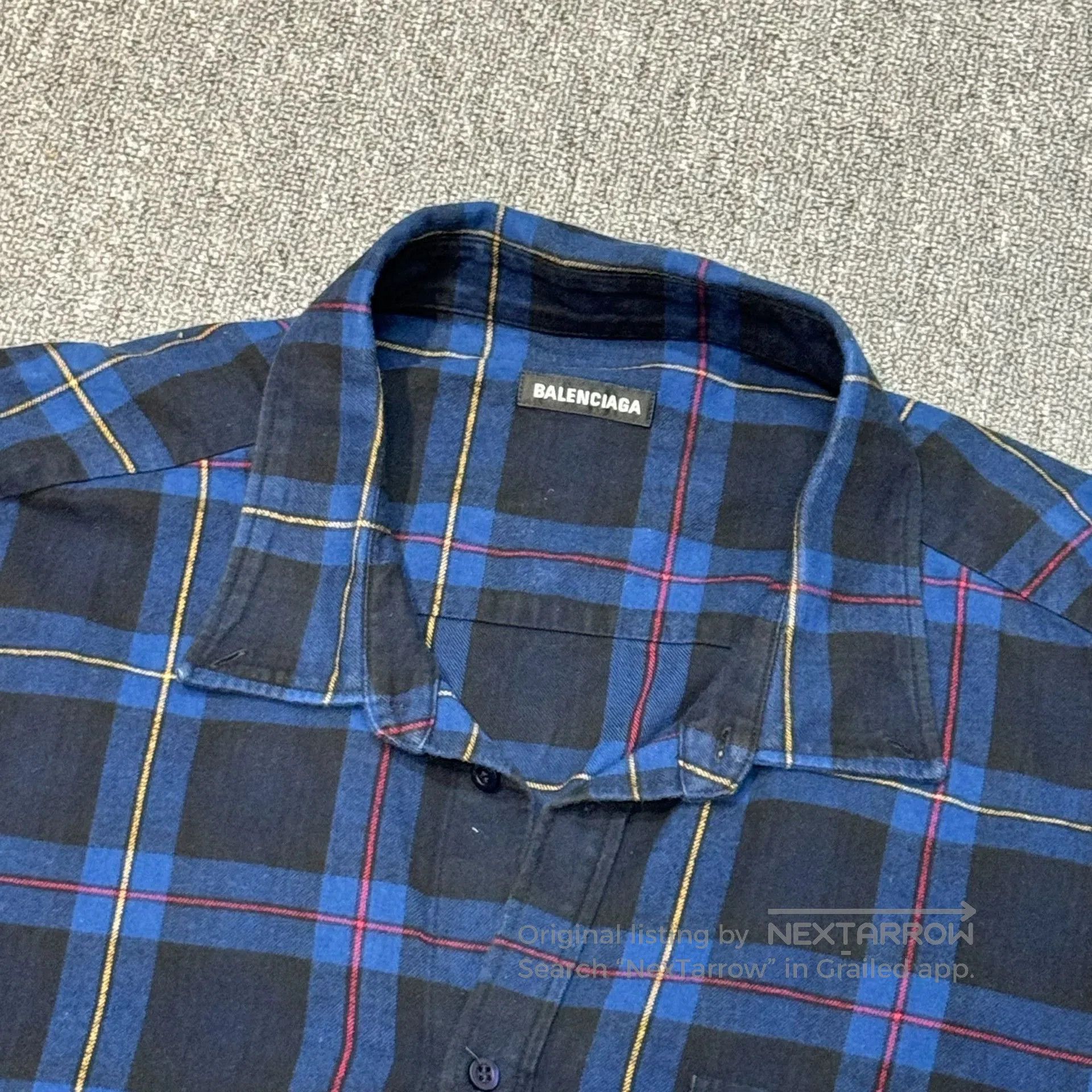 Balenciaga Balenciaga Blue Black Plaid Logo Shirt. Size US L / EU 52-54 / 3 - 4 Thumbnail