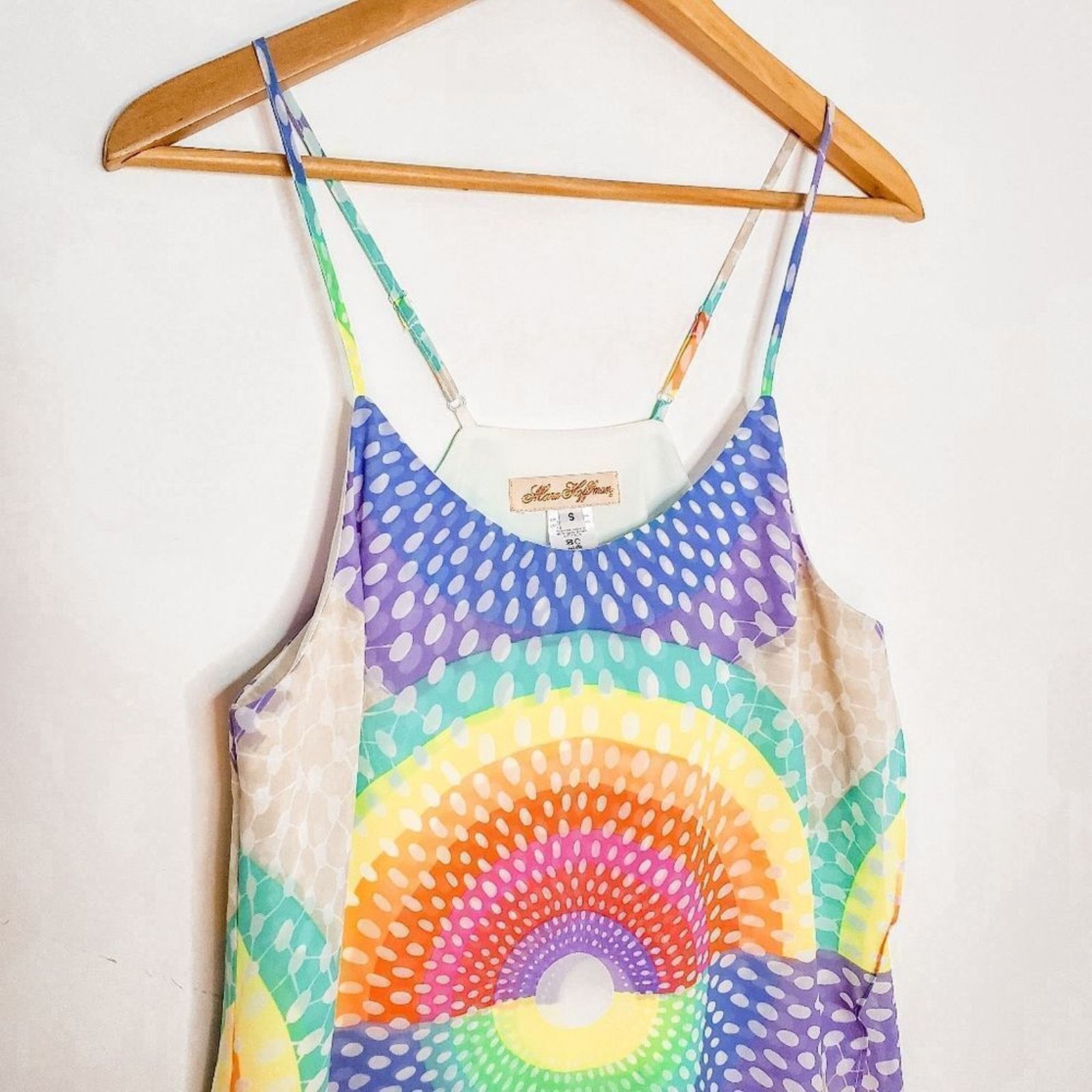 Mara Hoffman Mara Hoffman White Rainbow Circle Polka Dot Midi Dress S Size S / US 4 / IT 40 - 2 Thumbnail