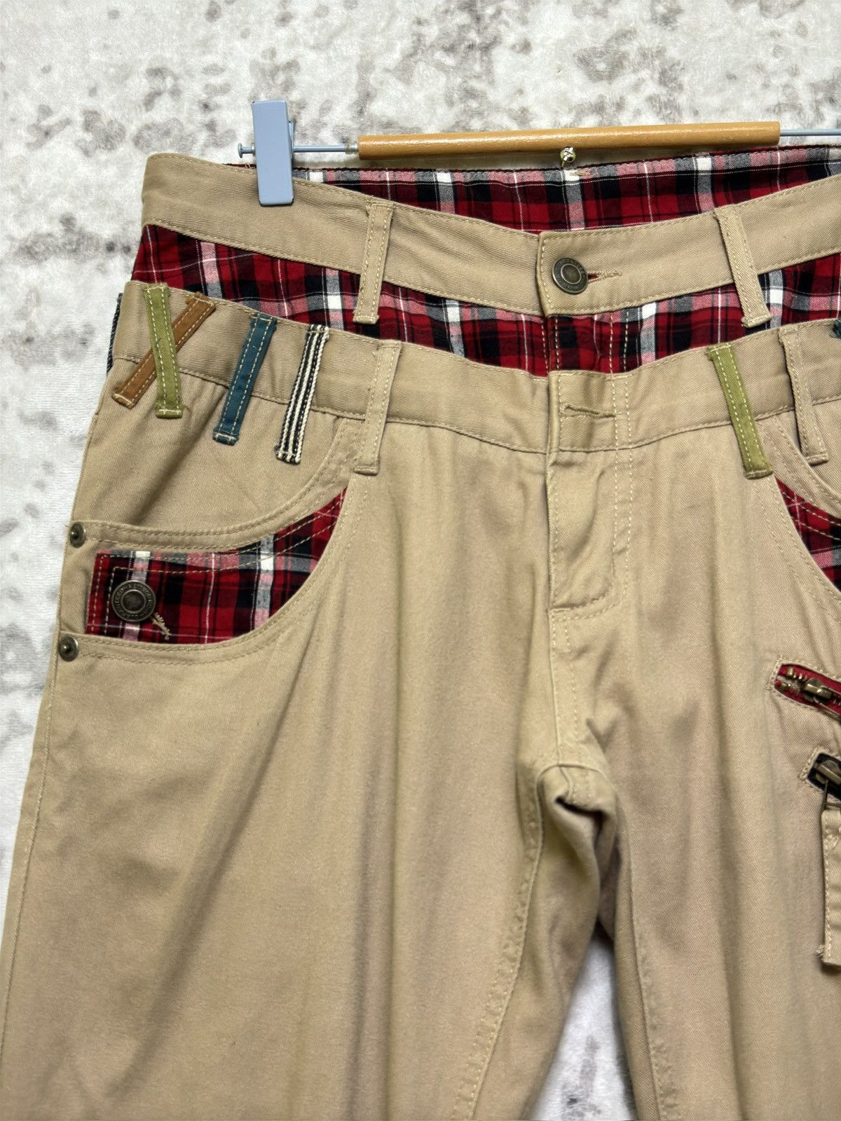 Japanese Brand Y2K Japanese Archive Punk Double Waist Zipper Detail Pants Size US 32 / EU 48 - 4 Thumbnail