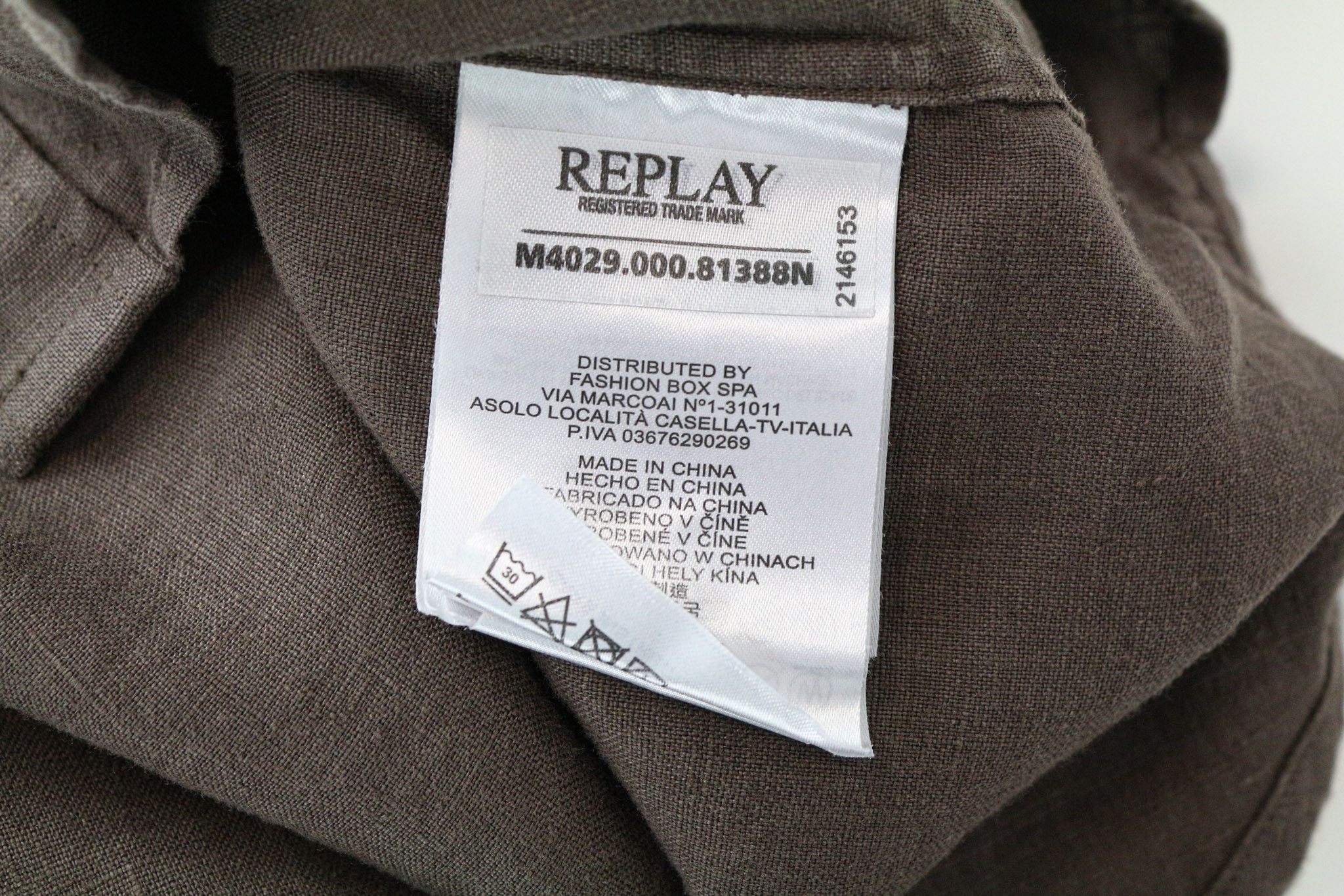 Replay L Brown Linen Short Sleeve Button-Up Shirt 74020 Size US L / EU 52-54 / 3 - 7 Thumbnail