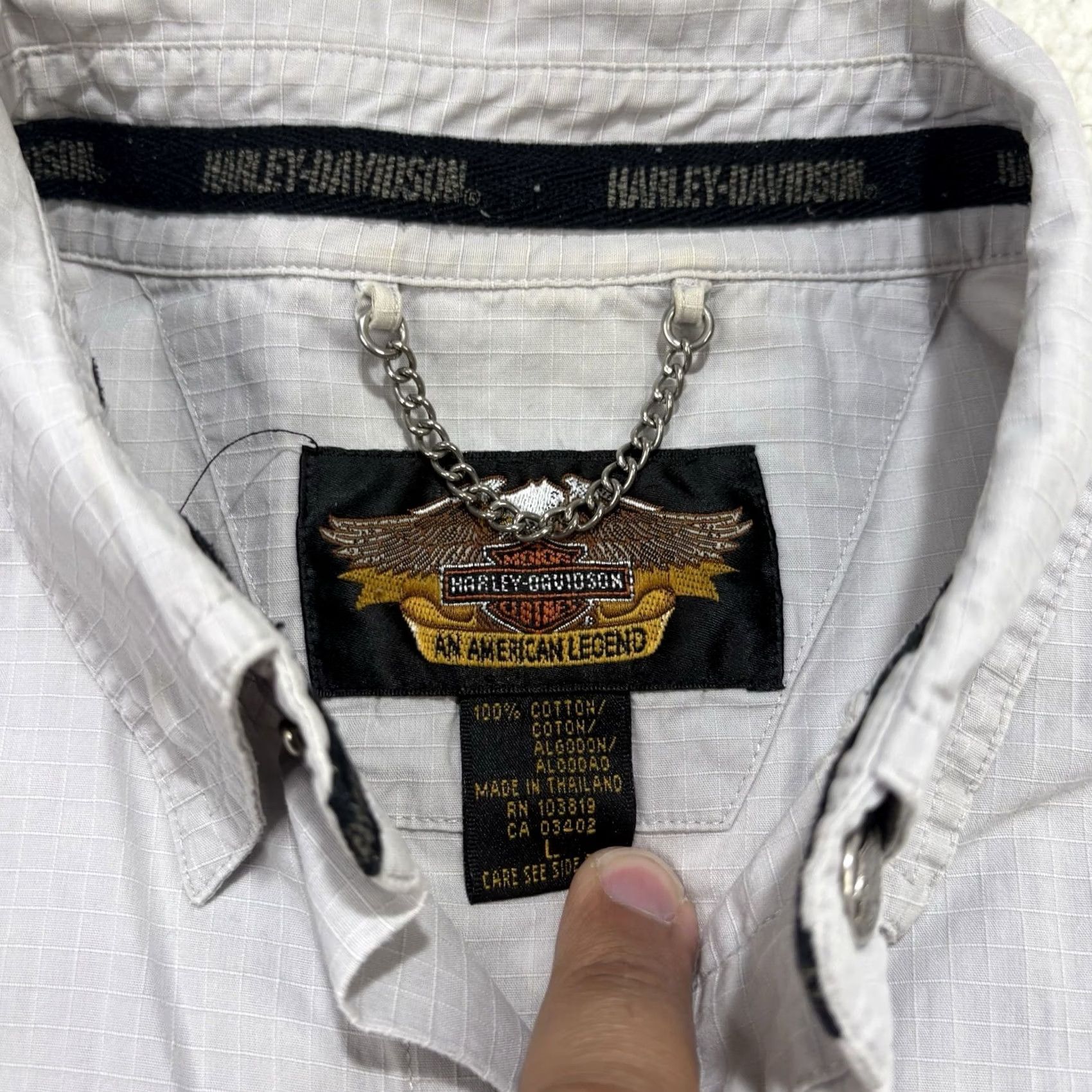 Harley Davidson Harley-Davidson Shirt Mens Large Gray Snap Button Short Sleeve Pockets Ripstop Button-Up Logo Embroidered Casual Travel Men Size US L / EU 52-54 / 3 - 2 Thumbnail