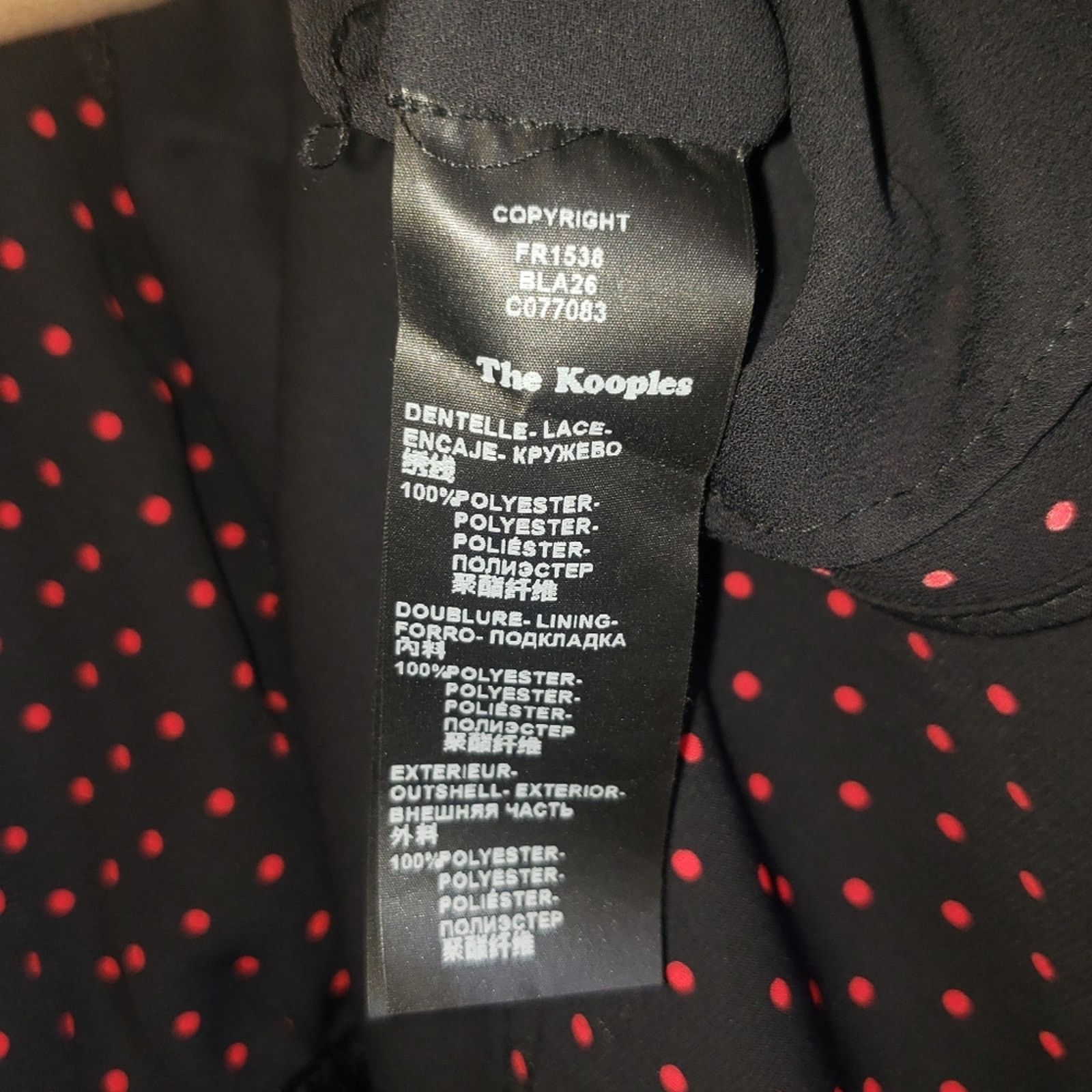 The Kooples NWT! The Kooples midi dress Black w/ red polka-dot Lace sz L Size L / US 10 / IT 46 - 10 Thumbnail