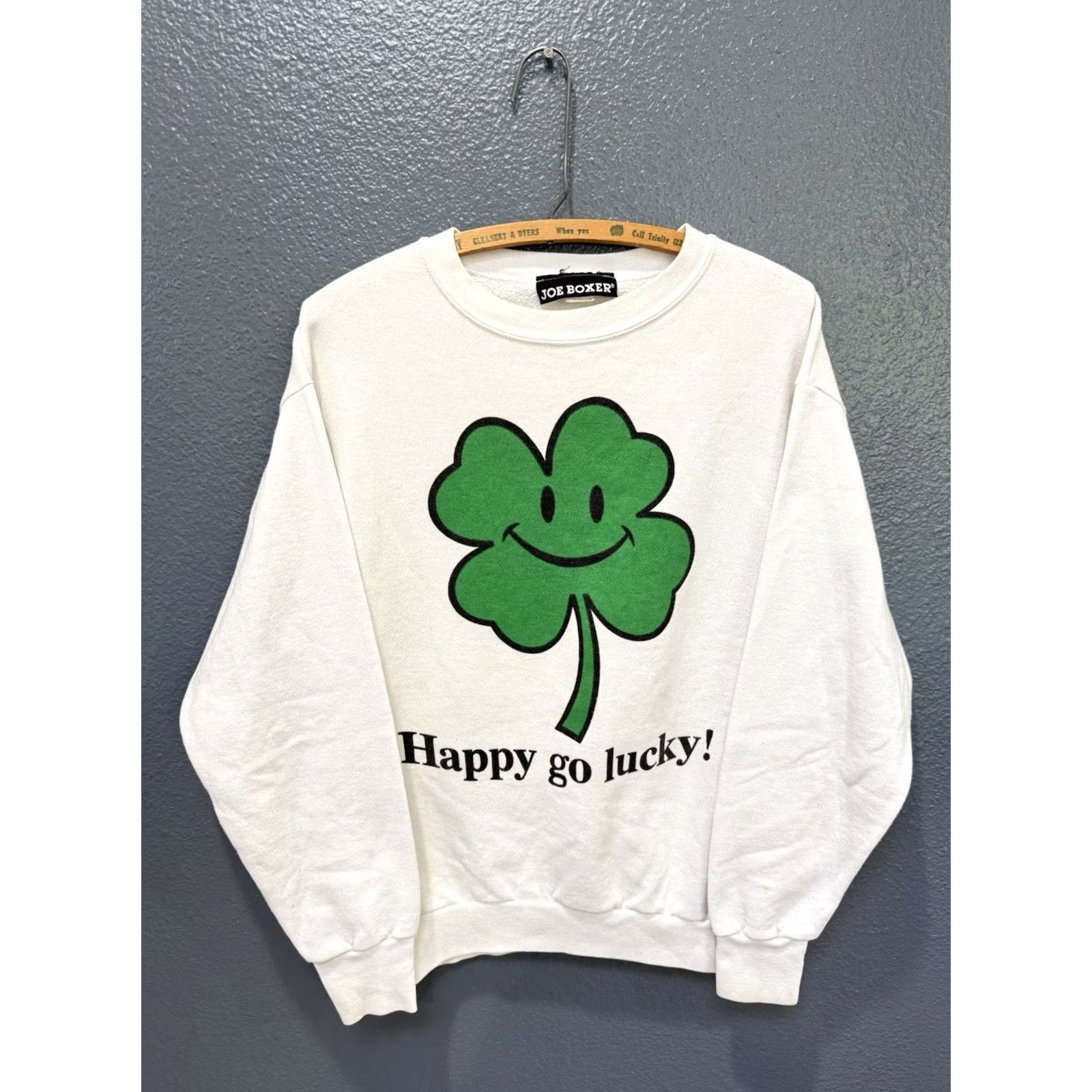 Joe Boxer VINTAGE Joe Boxer Sweatshirt Happy Go Lucky Clover White 90s L Mens Pajosh? Size US L / EU 52-54 / 3 - 3 Thumbnail