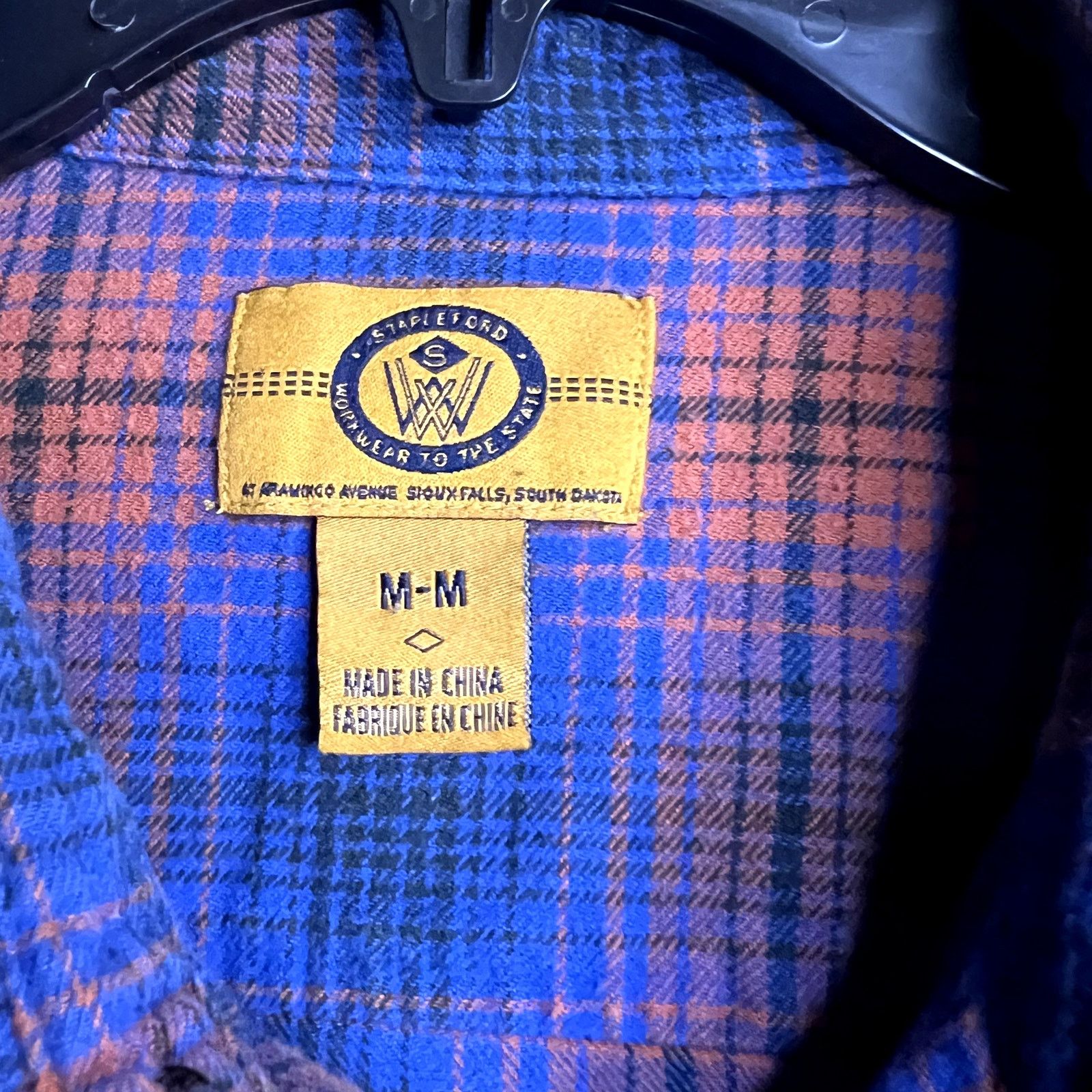 Stapleford Stapleford workwear flannel plaid cotton shirt blue orange M Size US M / EU 48-50 / 2 - 2 Thumbnail