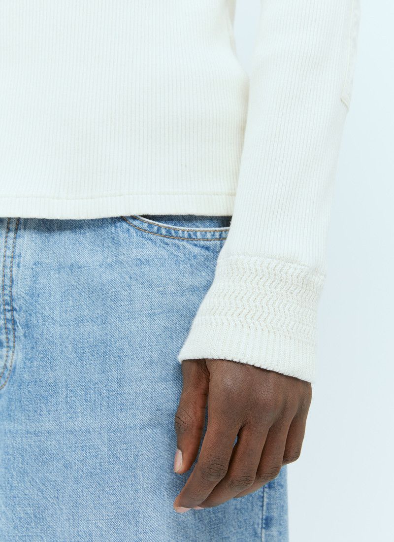Bottega Veneta o1bcso1str0526 Compact Cotton Rib Jersey Sweater in White Size US L / EU 52-54 / 3 - 6 Thumbnail