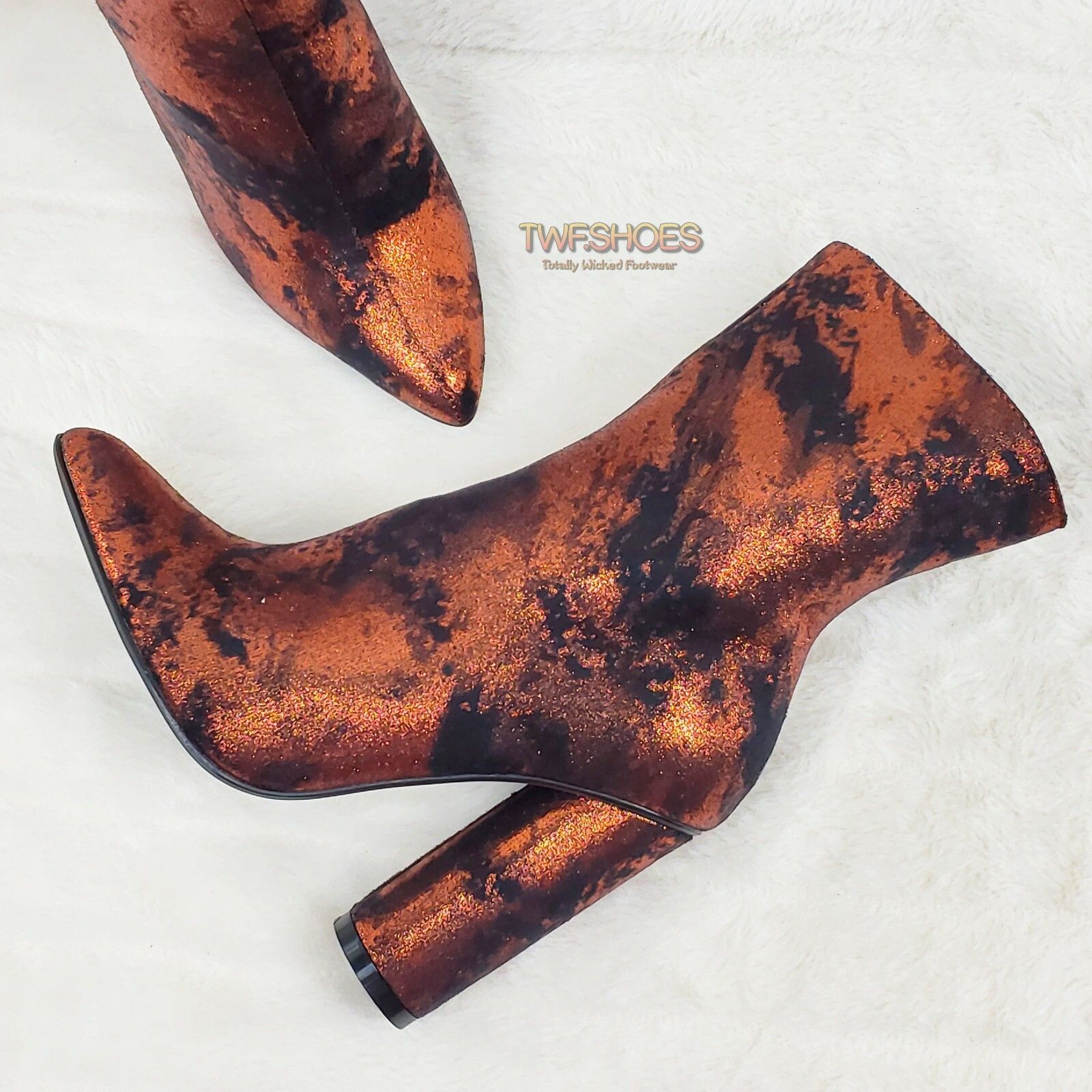 Other Paw Metallic Orange Rust Cylinder High Heel Ankle Boots Size Size US 6.5 / IT 36.5 - 3 Thumbnail