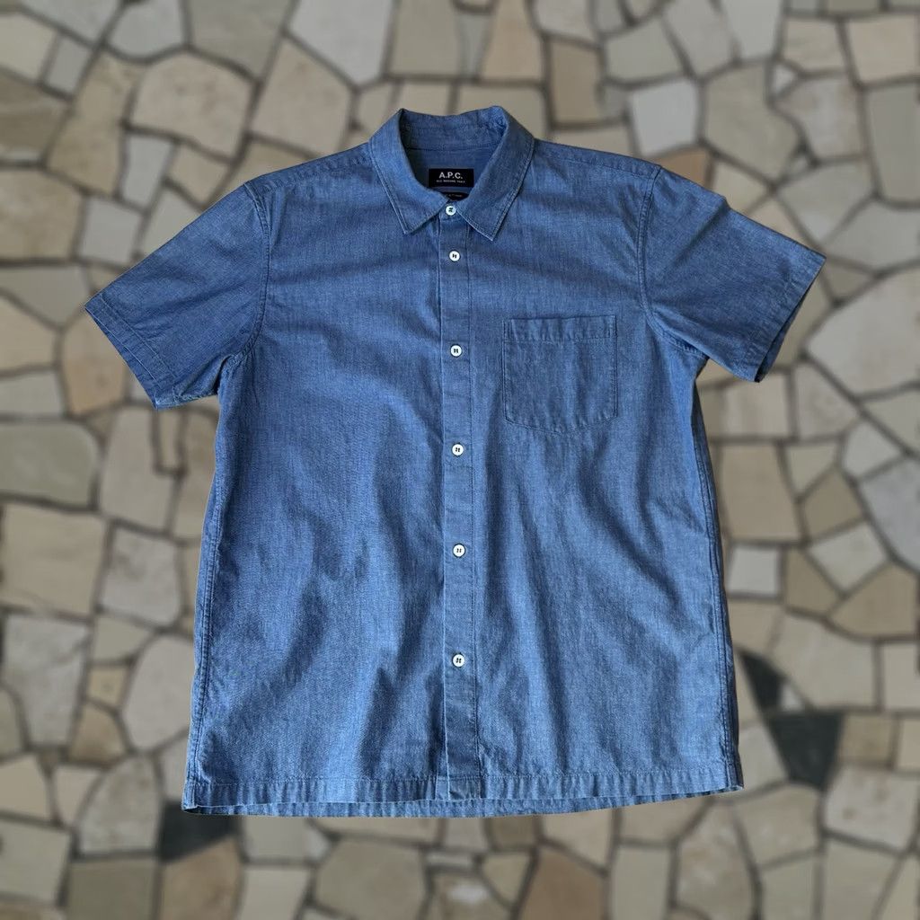 A.P.C. A.P.C. Button-Down Oxford Shirt Long Sleeve Men’s Medium Blue Solid Cotton Woven Regular Pocket Vintage: No Size US S / EU 44-46 / 1 - 1 Thumbnail