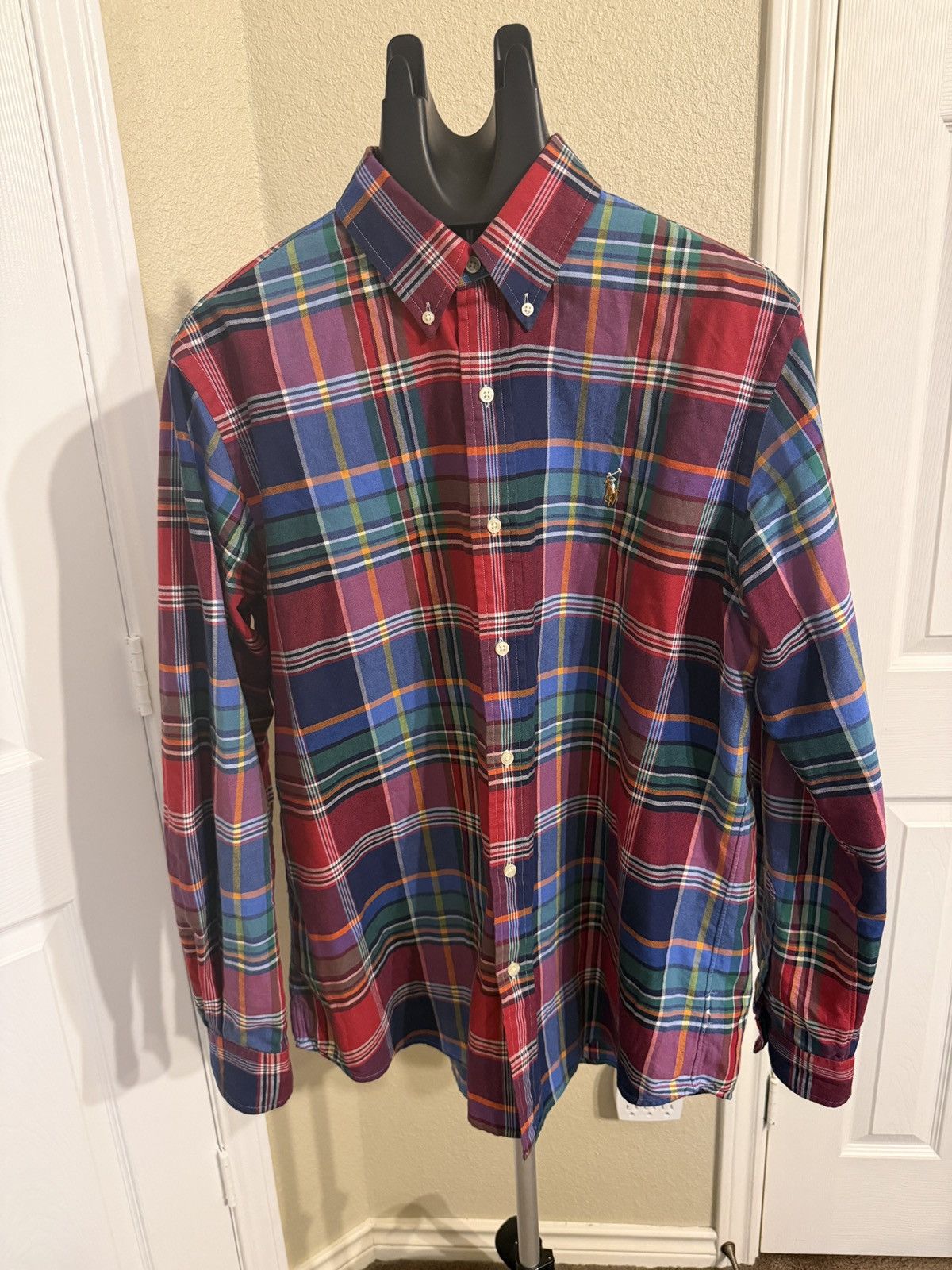 Polo Ralph Lauren Large Classic Fit Plaid Button Down Oxford Shirt Size US L / EU 52-54 / 3 - 2 Thumbnail