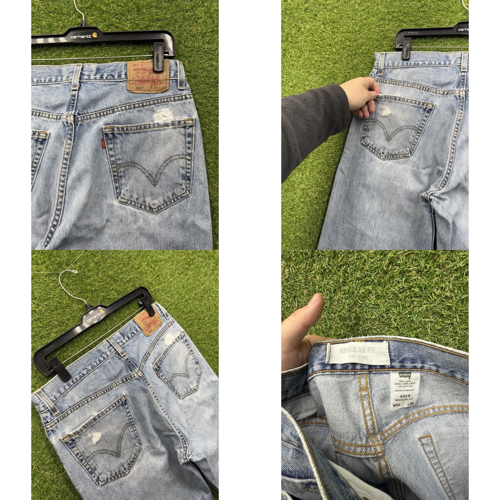 Levi's Levi's 505 Jeans Mens 34x30 Regular Straight Light Wash Denim Casual Vintage 90s Modern Mens Jeans Size US 34 / EU 50 - 8 Thumbnail