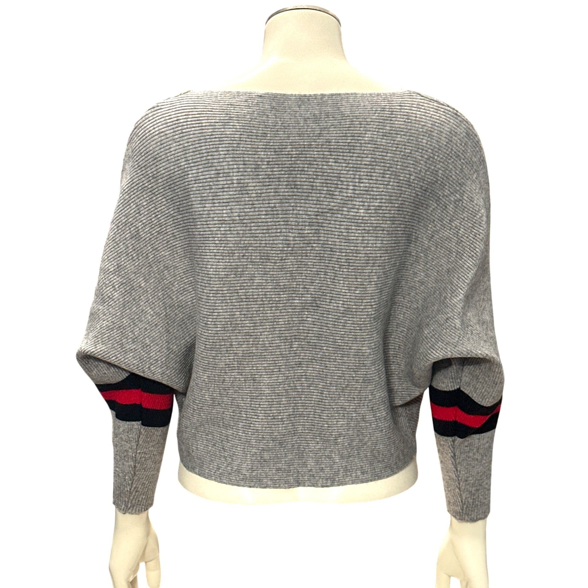 Other CCC Gray Batwing Crop Top Sweater Red Black Stripes Chic Sty Size M / US 6-8 / IT 42-44 - 4 Thumbnail