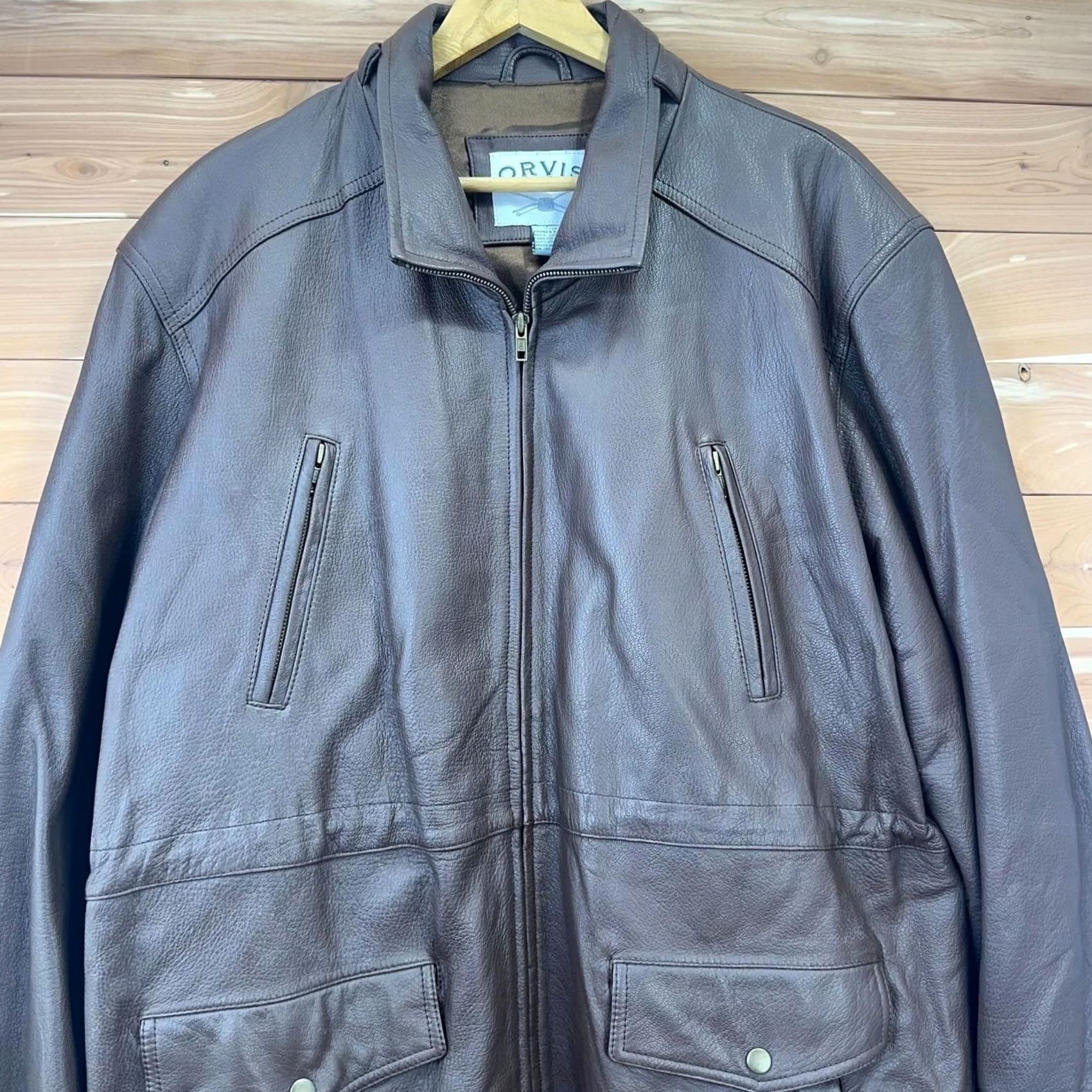 Orvis Orvis Leather Jacket Long Trench Coat Hooded Parka Adjustable Waist Men's L Brown Zip Size US L / EU 52-54 / 3 - 3 Thumbnail