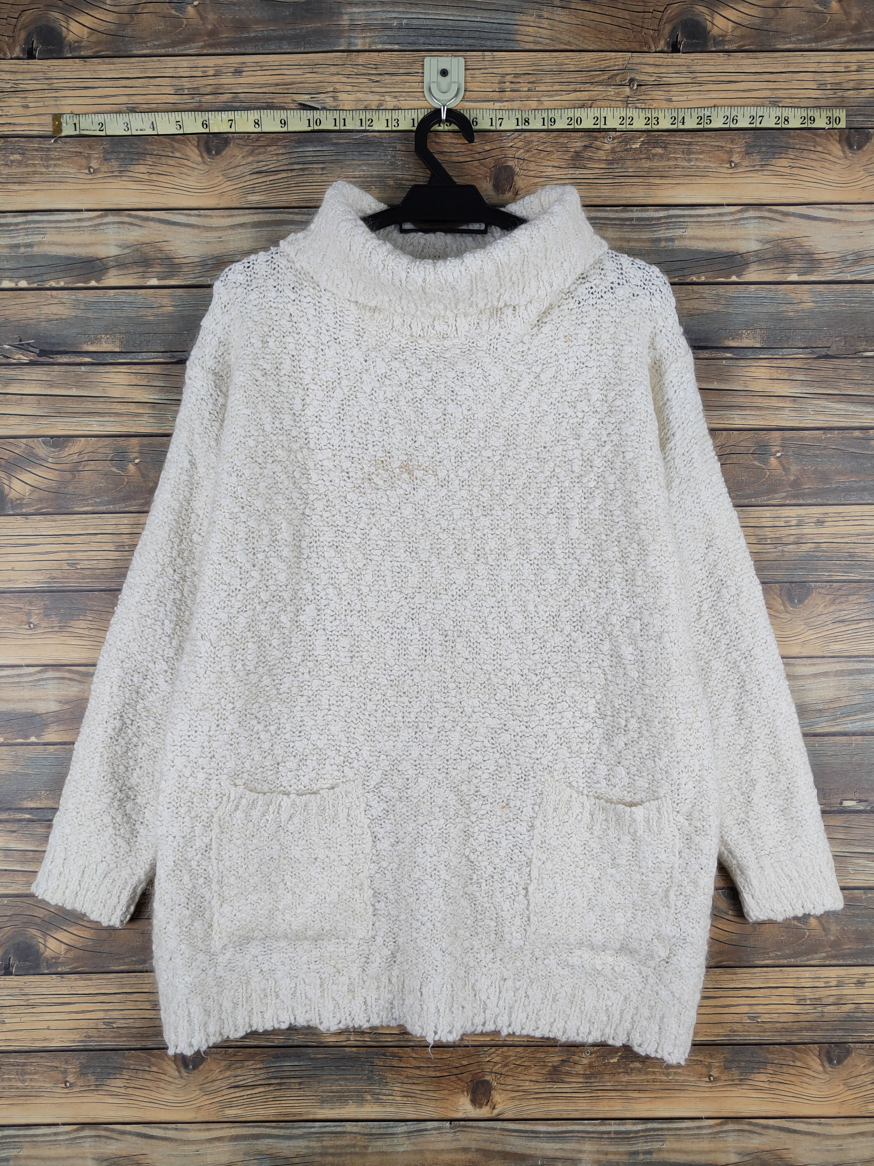 Aran Isles Knitwear × Japanese Brand × Vintage Bashecinq Ivory Knitwear Sweatshirts #W1346 Size L / US 10 / IT 46 - 1 Thumbnail