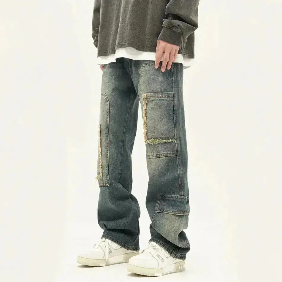 Japanese Brand Jeans wide leg luxury baggy straight hip-hop style pants Y2k Size US 32 / EU 48 - 3 Thumbnail