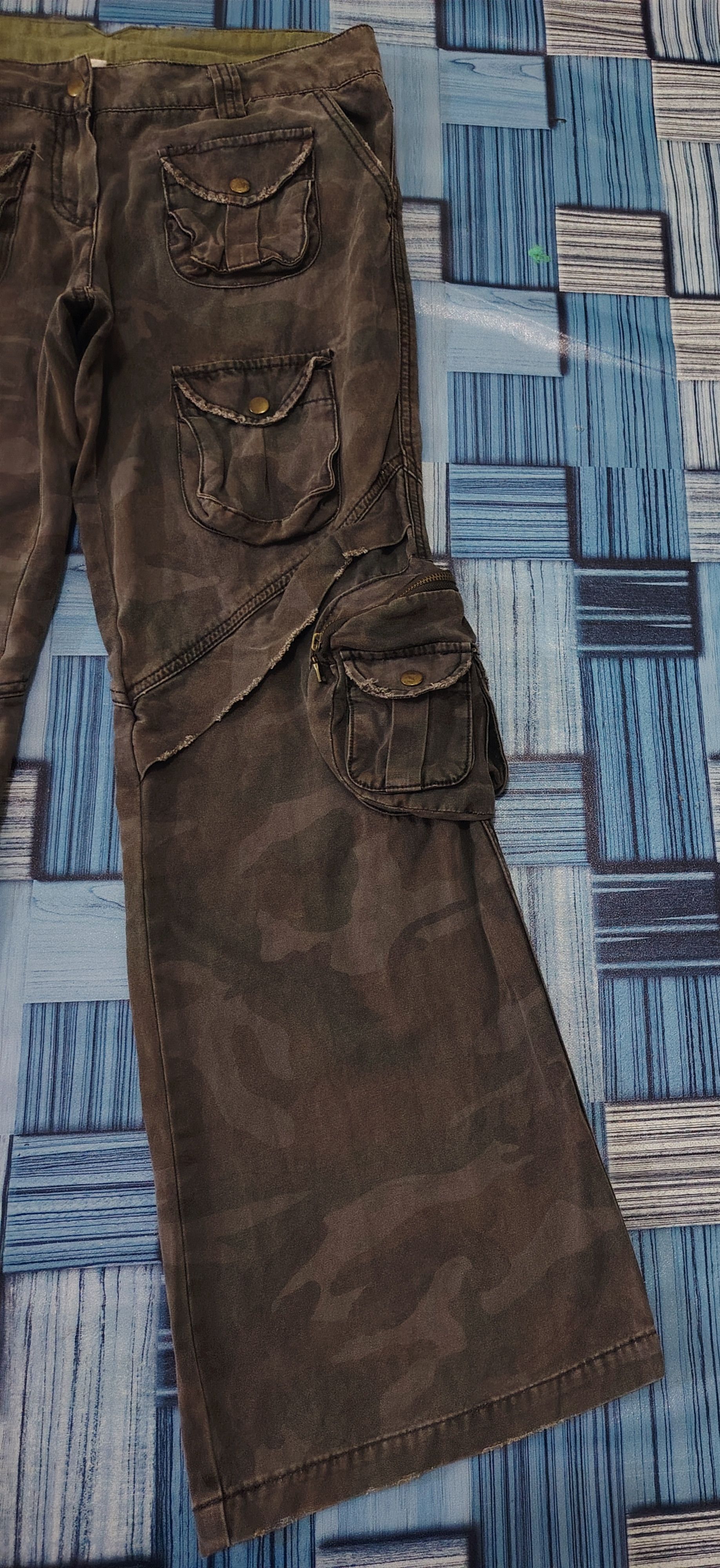 Vintage Vtg Camou Cargo Flared & Army Pocket chest rig tactical Size US 33 - 5 Thumbnail