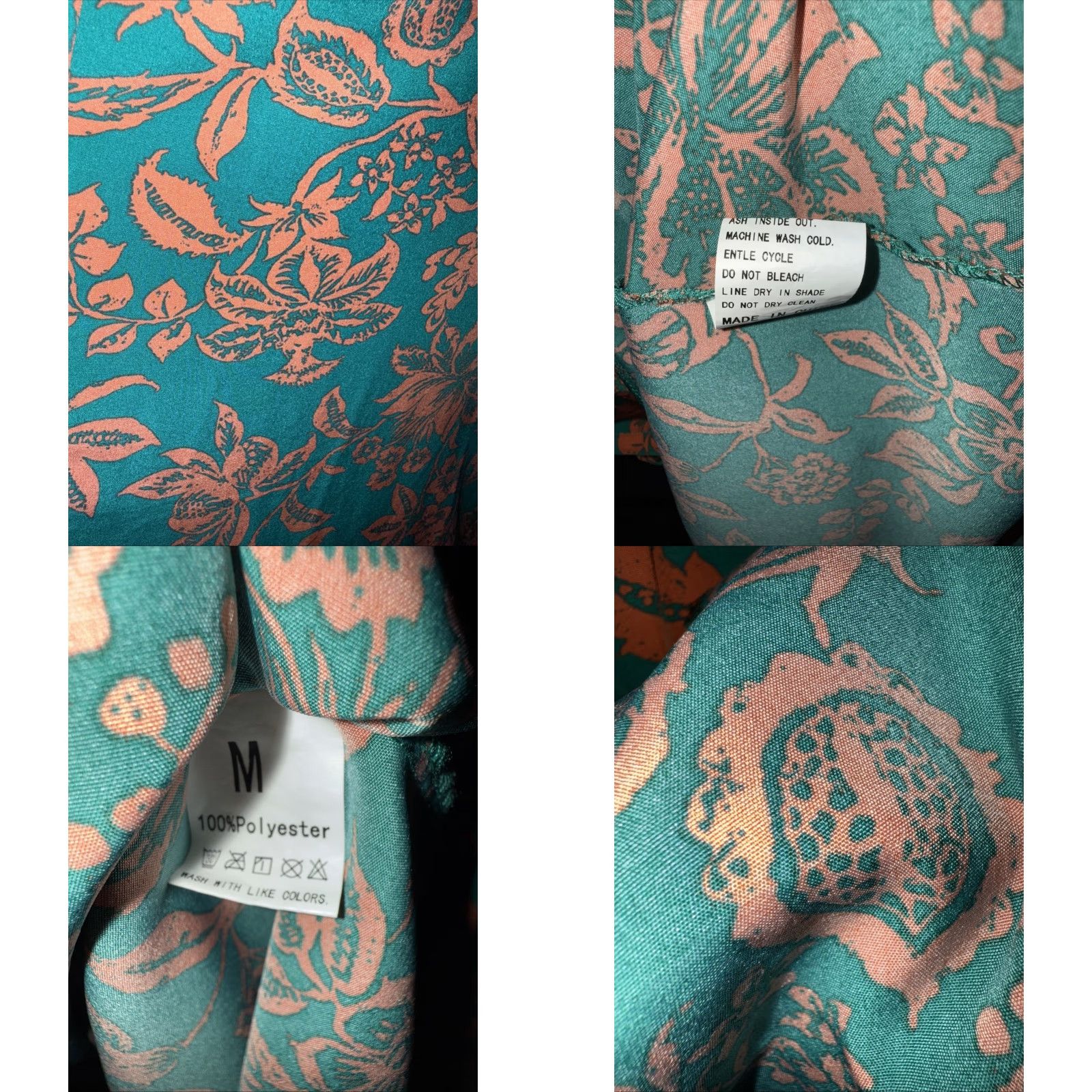 Vintage Women’s Floral Maxi Dress M Beach Green Orange Lightweight Sheer Flowy Casual Party/Cocktail Travel Size M / US 6-8 / IT 42-44 - 8 Thumbnail