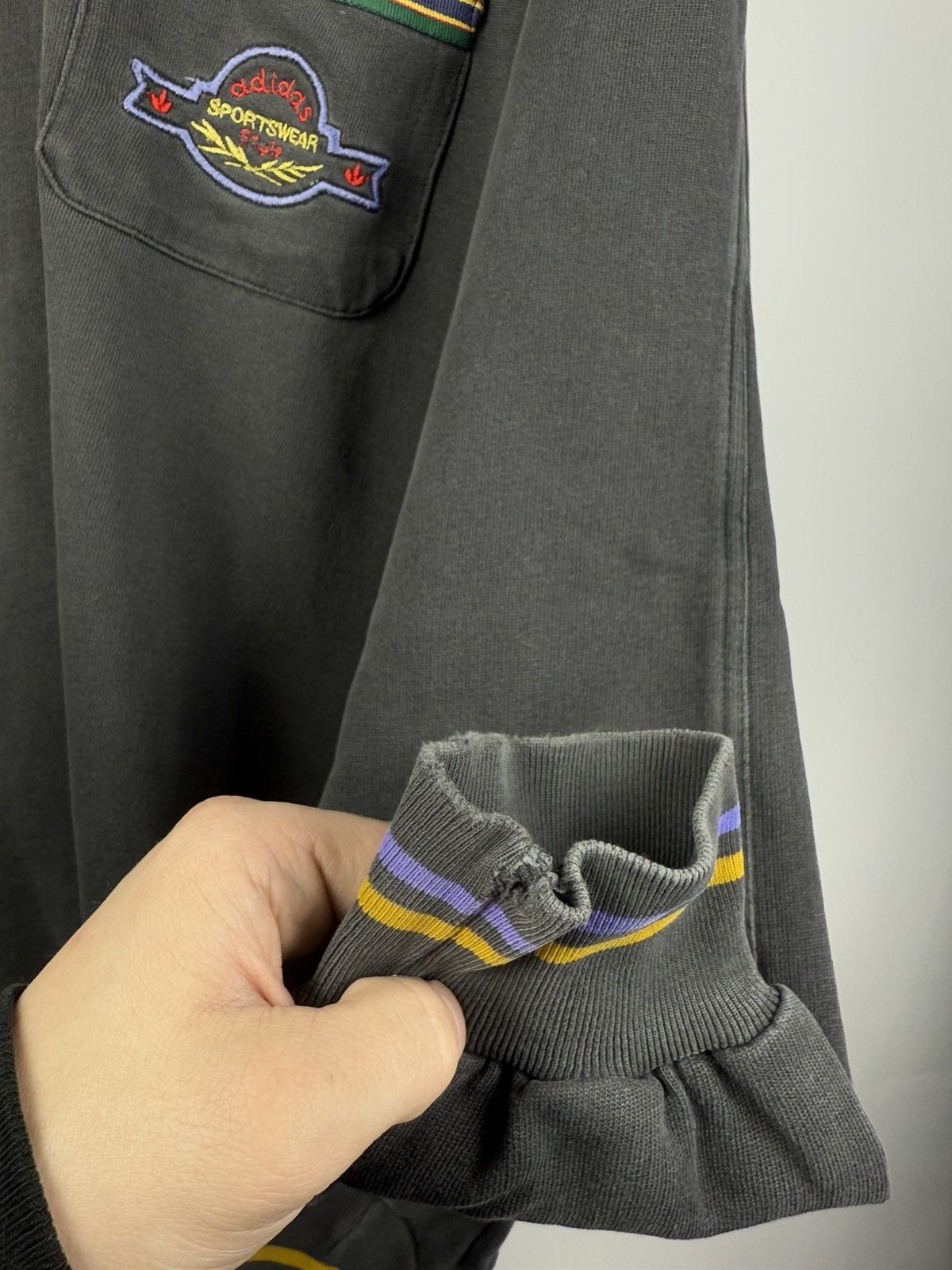 Adidas × Vintage Vintage 90s Faded Distressed Adidas pocket Sweatshirt Y2K Size US XL / EU 56 / 4 - 9 Thumbnail